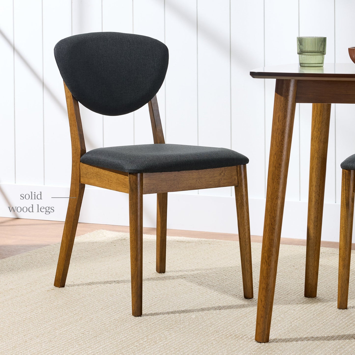 Set of 4 Wooden Dining Chairs, Wood Modern Farmhouse Upholstered Chairs