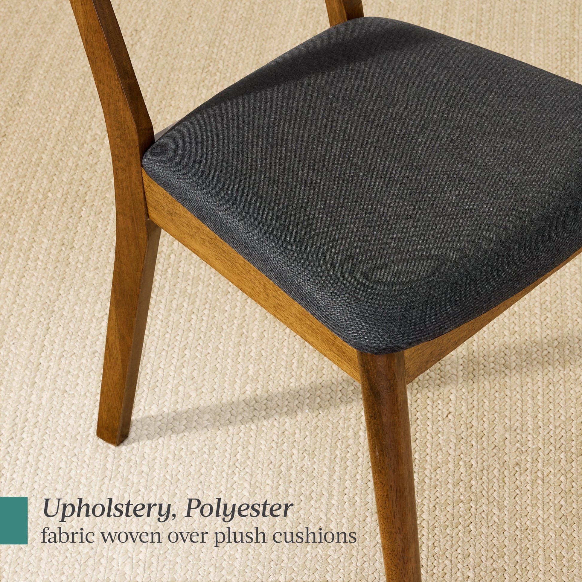 Set of 4 Wooden Dining Chairs, Wood Modern Farmhouse Upholstered Chairs