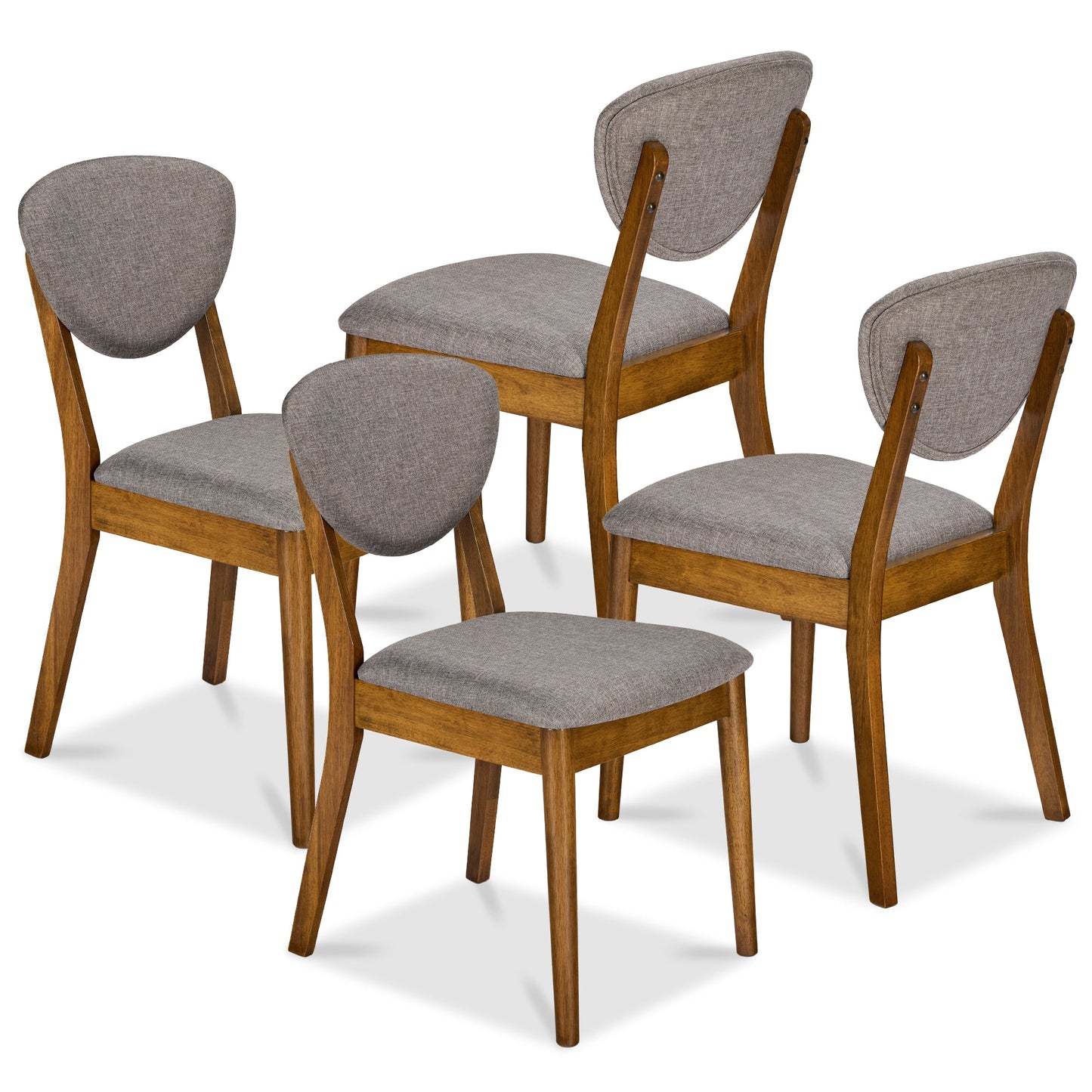 Set of 4 Wooden Dining Chairs, Wood Modern Farmhouse Upholstered Chairs