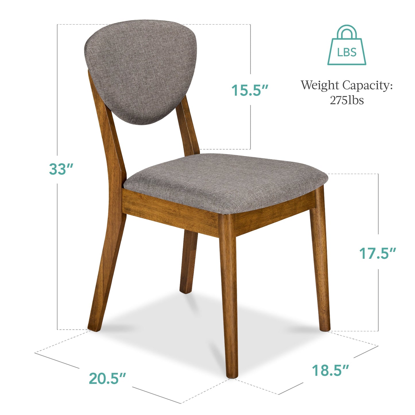 Set of 4 Wooden Dining Chairs, Wood Modern Farmhouse Upholstered Chairs