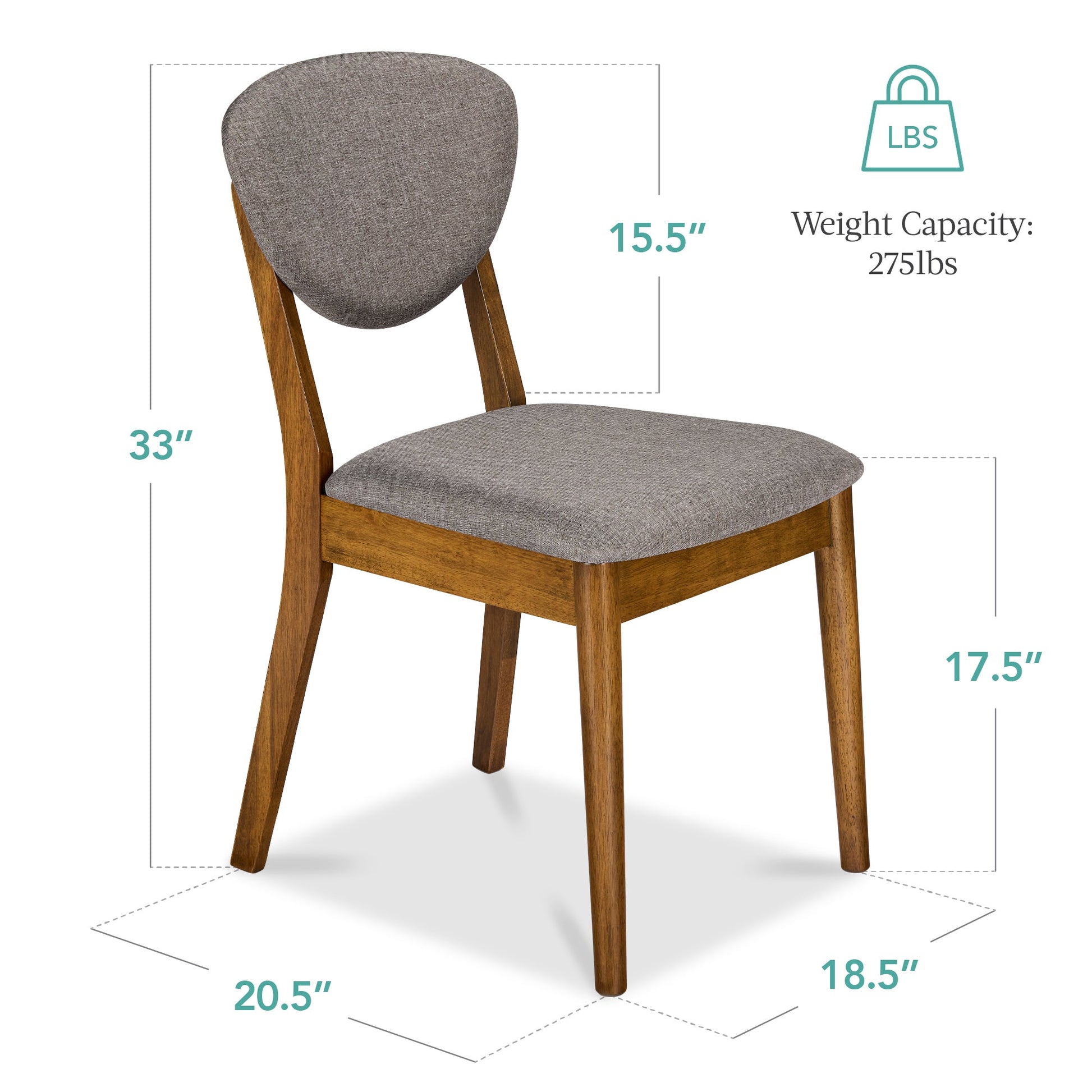 Set of 4 Wooden Dining Chairs, Wood Modern Farmhouse Upholstered Chairs