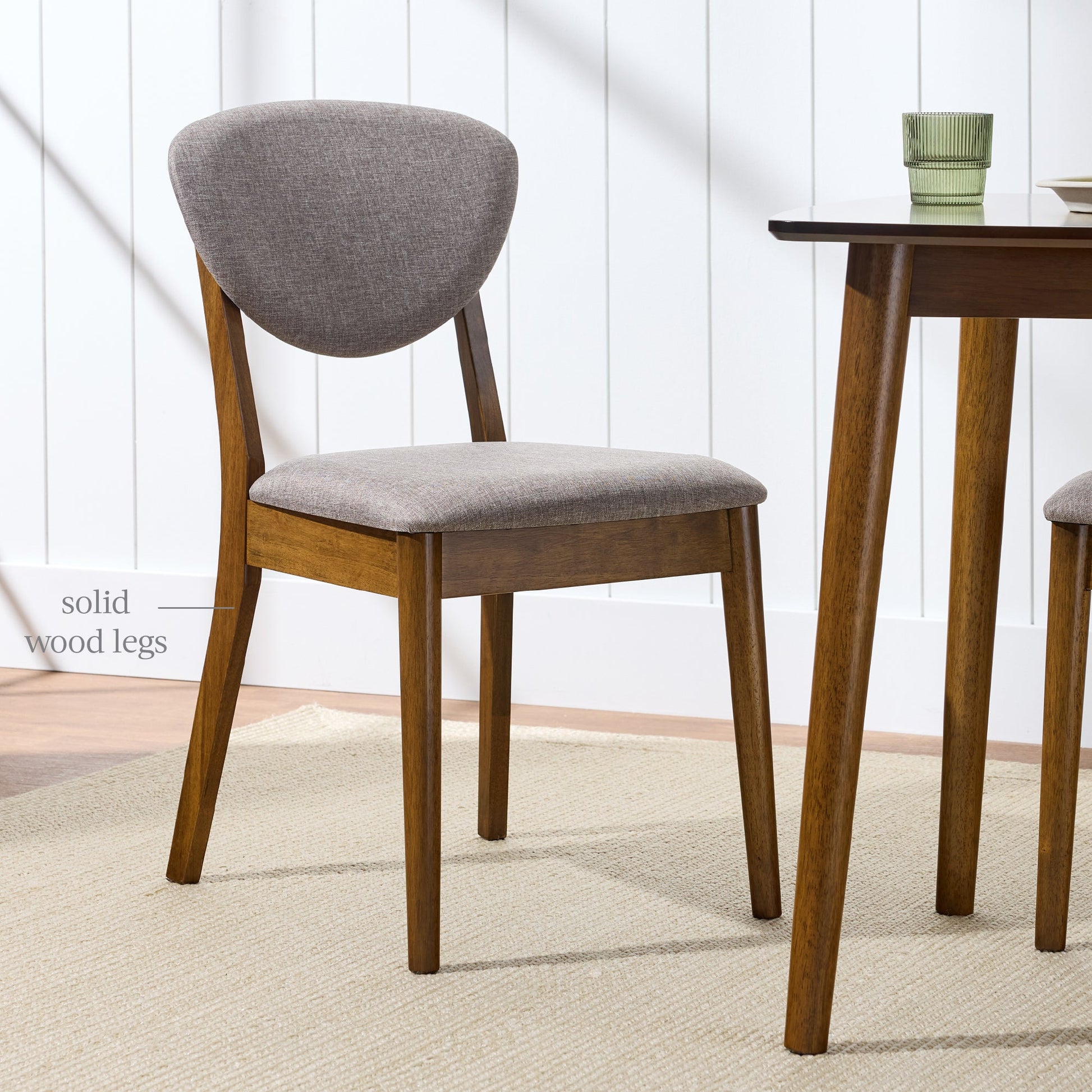 Set of 4 Wooden Dining Chairs, Wood Modern Farmhouse Upholstered Chairs