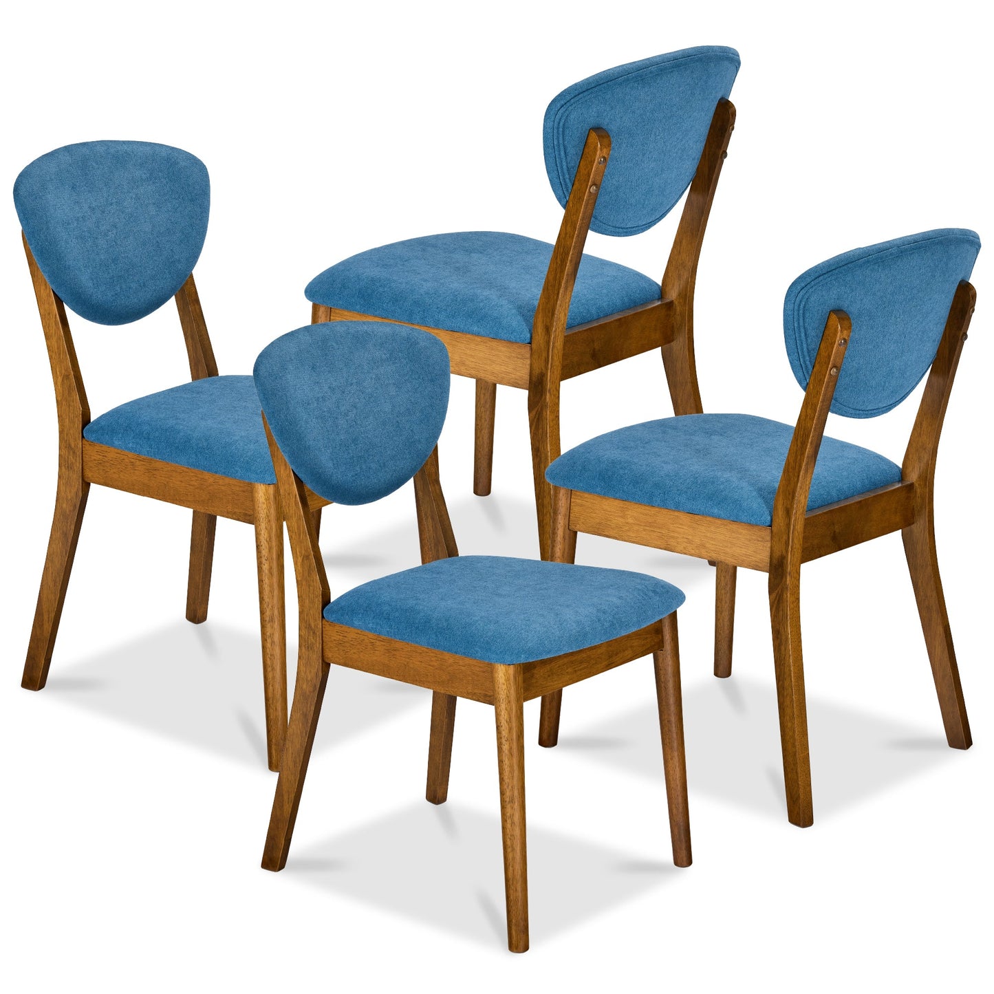 Set of 4 Wooden Dining Chairs, Wood Modern Farmhouse Upholstered Chairs