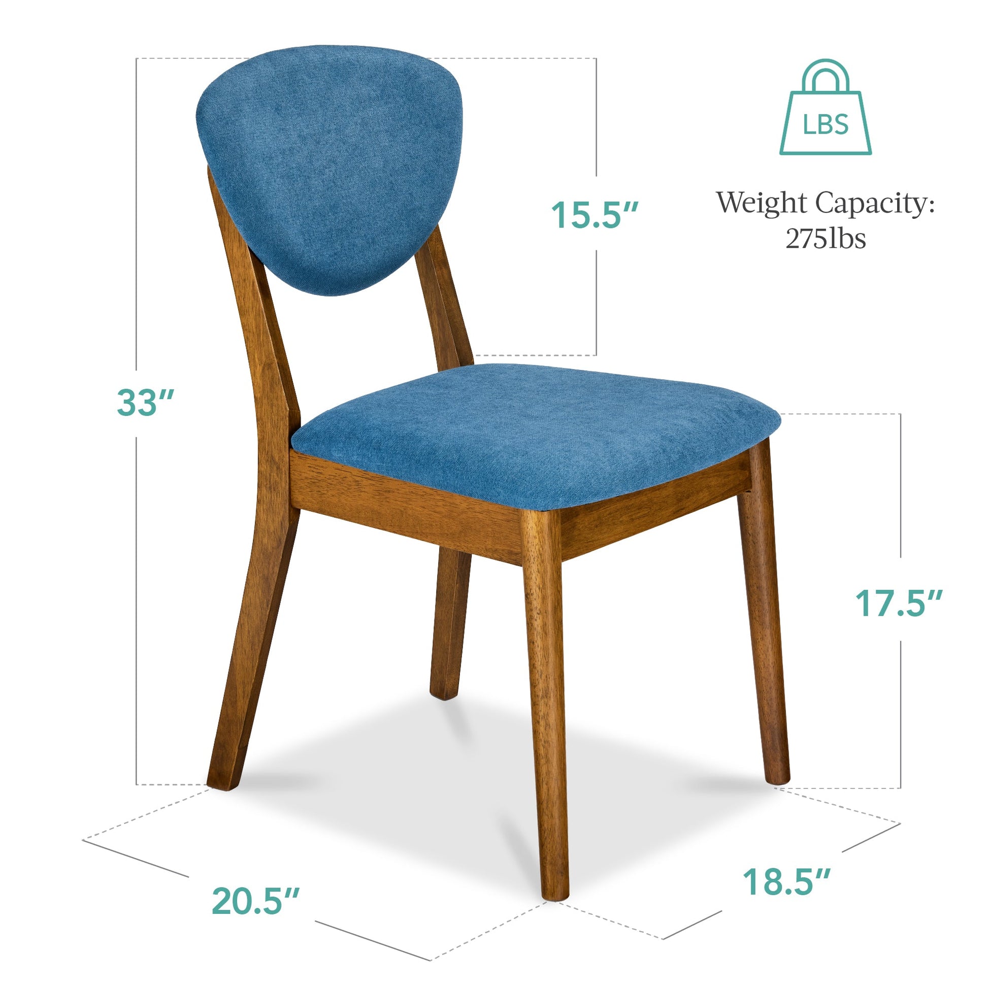 Set of 4 Wooden Dining Chairs, Wood Modern Farmhouse Upholstered Chairs