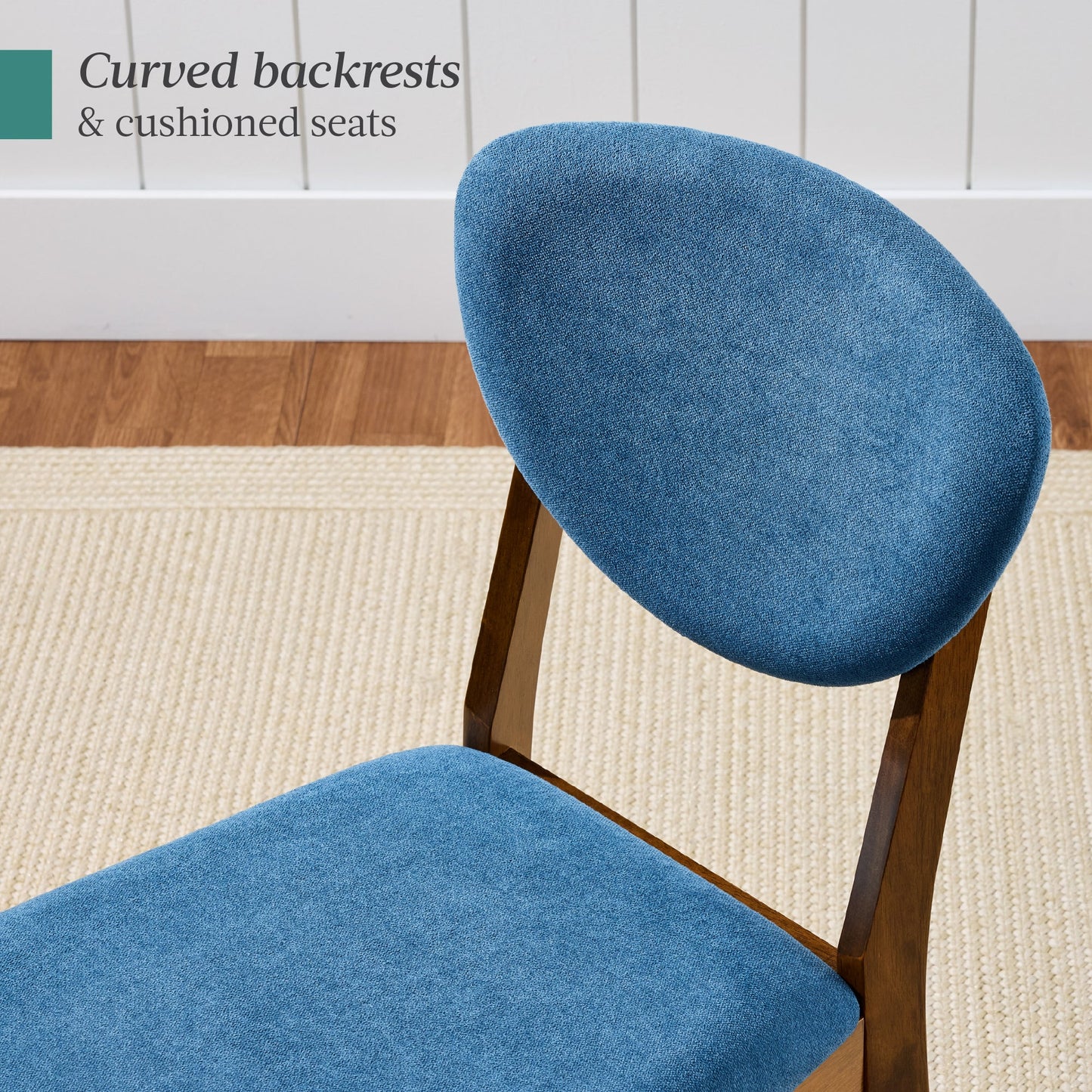 Set of 4 Wooden Dining Chairs, Wood Modern Farmhouse Upholstered Chairs