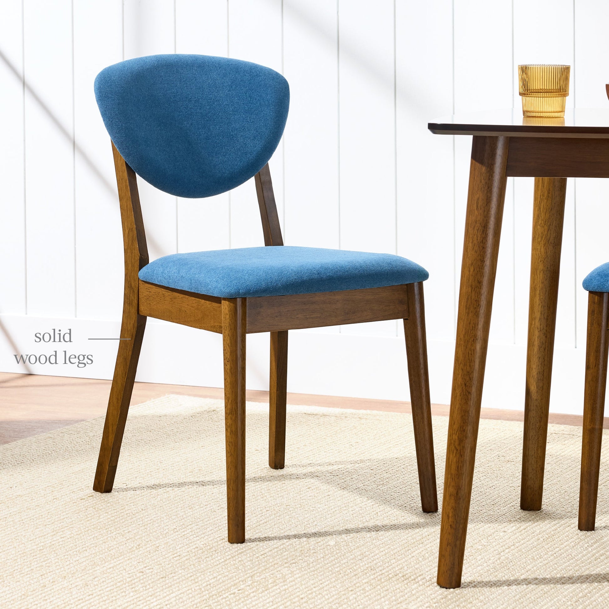 Set of 4 Wooden Dining Chairs, Wood Modern Farmhouse Upholstered Chairs
