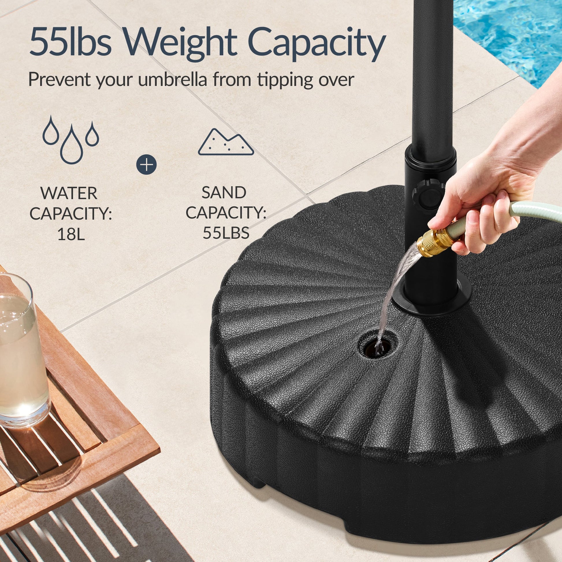 Plastic Patio Umbrella Base Pole Holder Accessory w/ Adjustable Knob