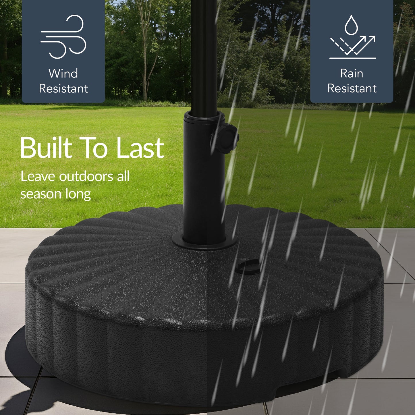 Plastic Patio Umbrella Base Pole Holder Accessory w/ Adjustable Knob