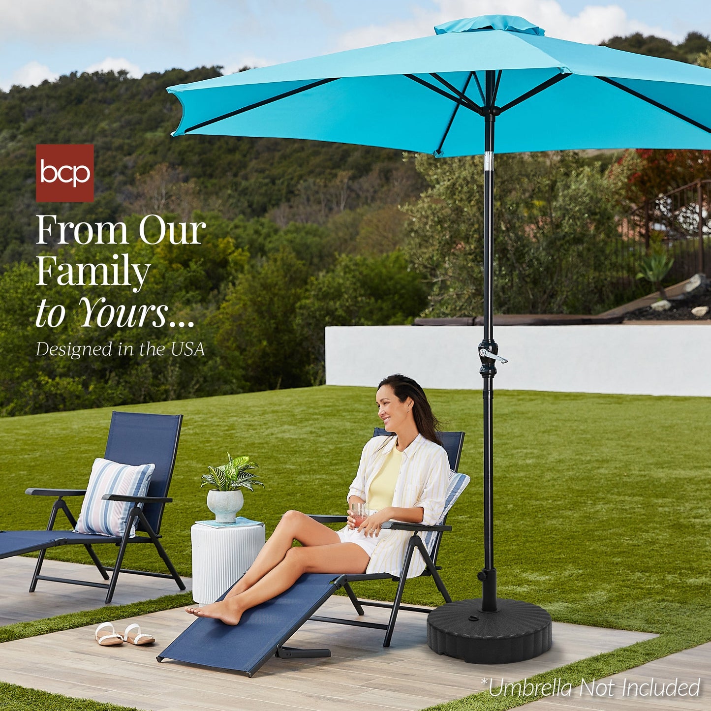 Plastic Patio Umbrella Base Pole Holder Accessory w/ Adjustable Knob