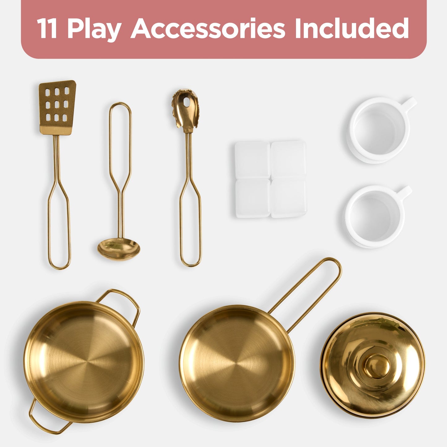 Kids Pretend Play Cottage Kitchen with 11 Accessories, Espresso Machine