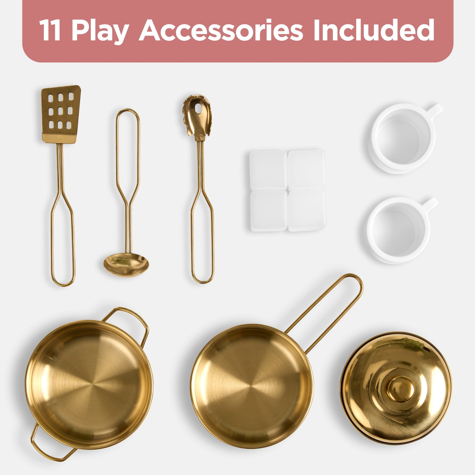 Kids Pretend Play Cottage Kitchen with 11 Accessories, Espresso Machine