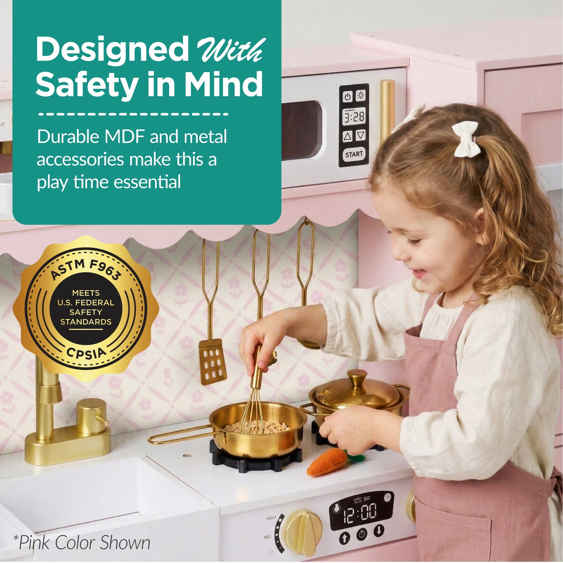 Kids Pretend Play Cottage Kitchen with 11 Accessories, Espresso Machine