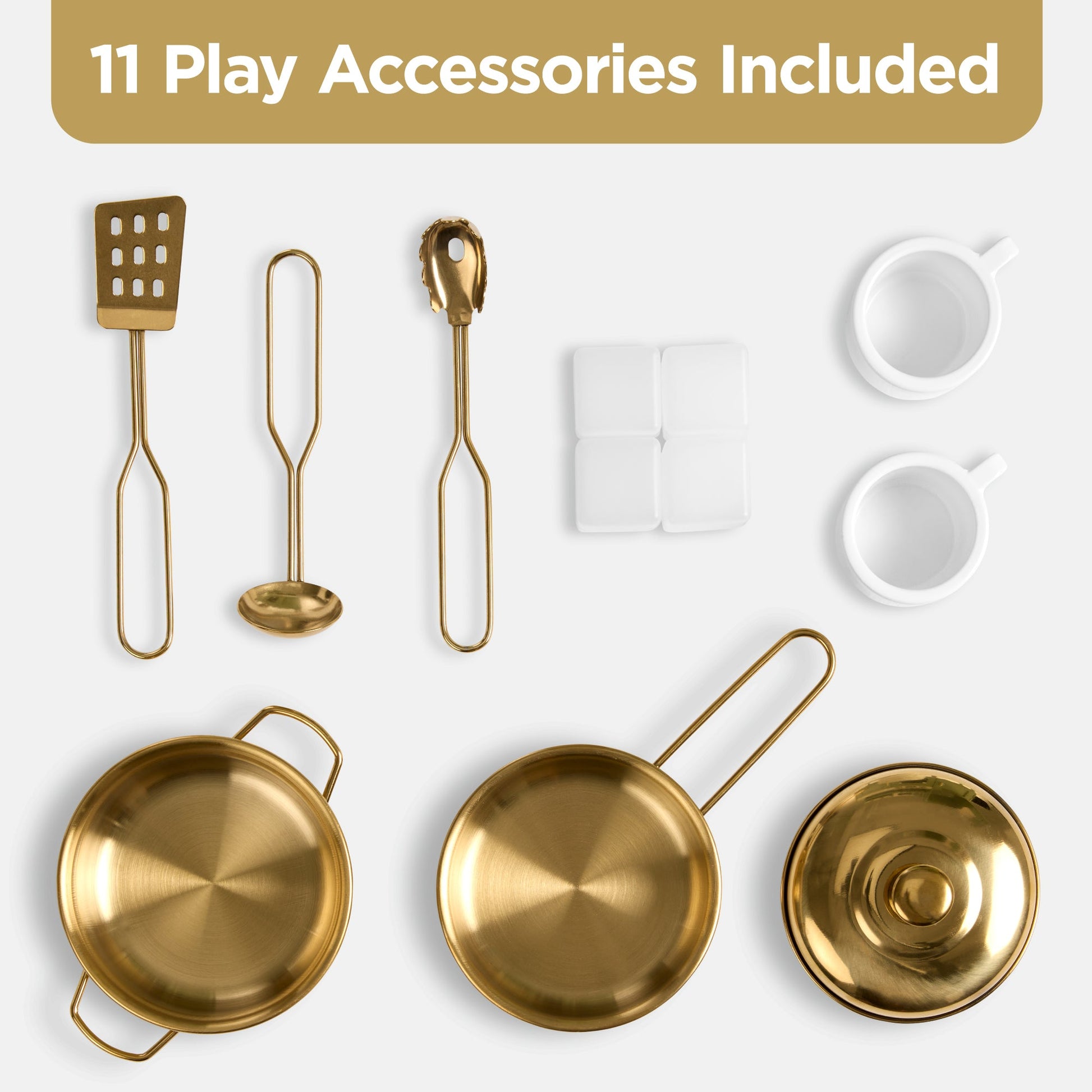 Kids Pretend Play Cottage Kitchen with 11 Accessories, Espresso Machine