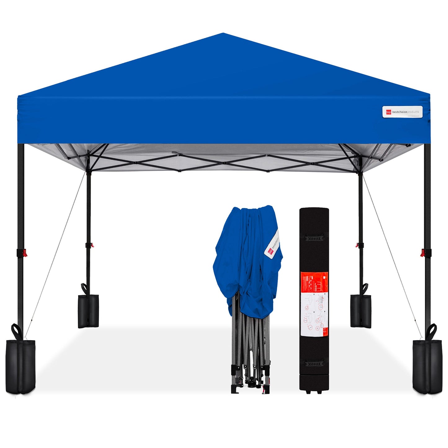 One-Person Setup Instant Pop Up Canopy w/ Case, 4 Weight Bags - 12x12ft