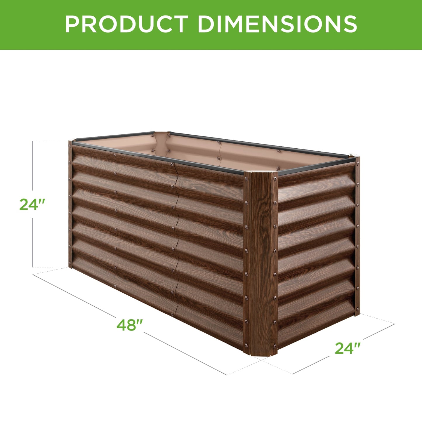 Outdoor Raised Metal Garden Bed for Vegetables, Flowers, Herbs - 4x2x2ft