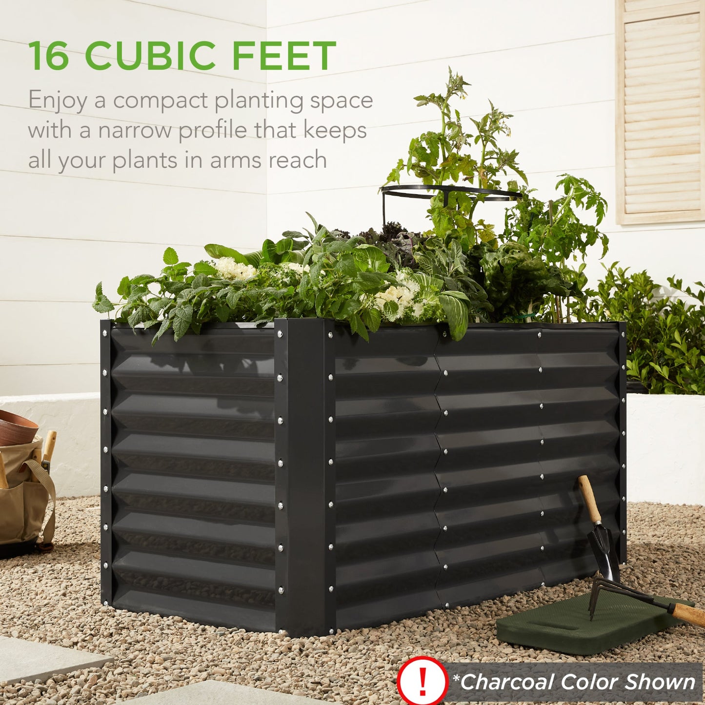 Outdoor Raised Metal Garden Bed for Vegetables, Flowers, Herbs - 4x2x2ft