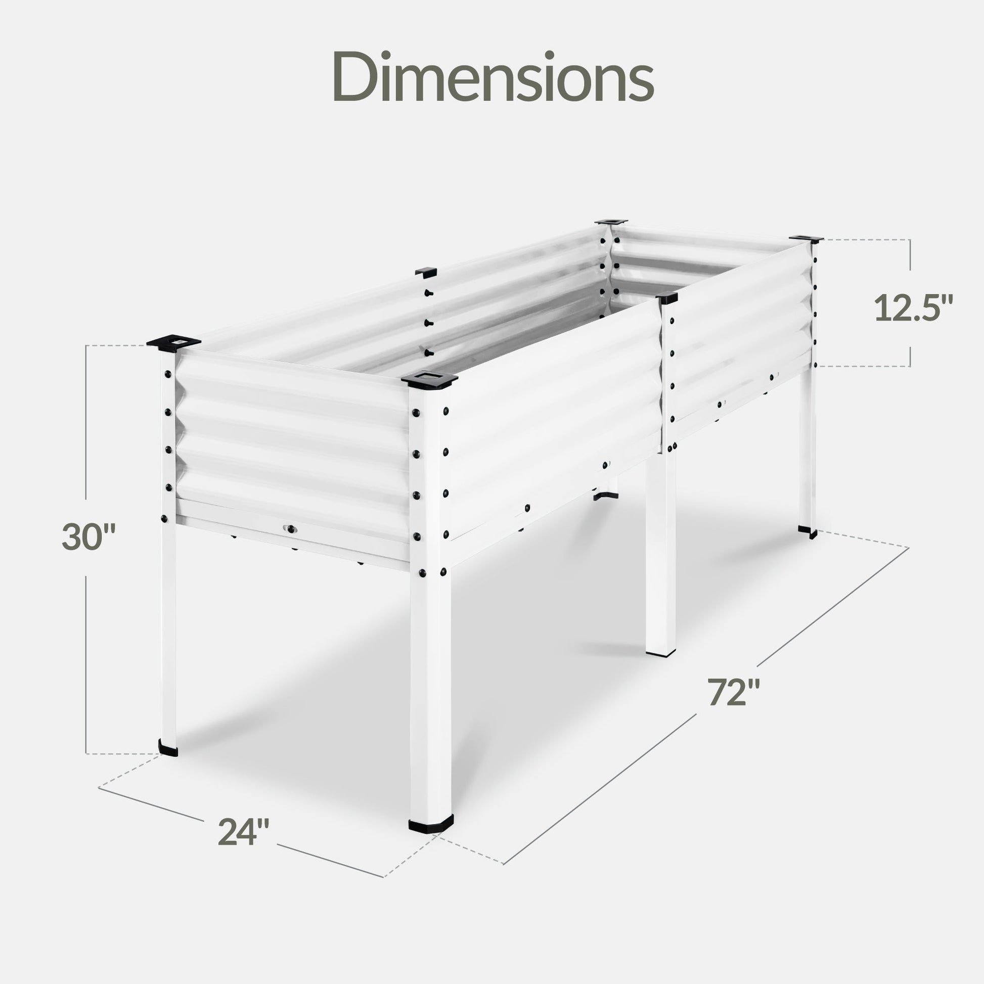 Elevated Galvanized Metal Garden Bed w/ Corner Protectors - 72x24x30in