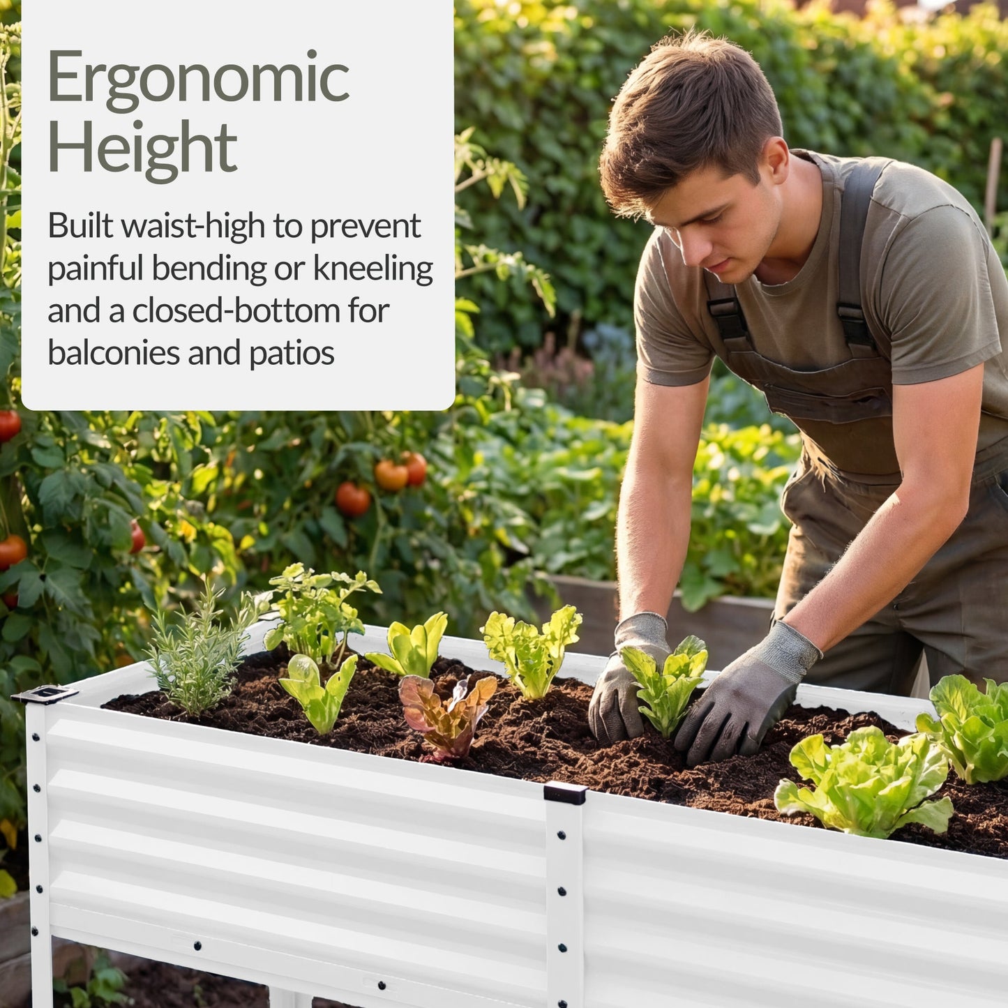 Elevated Galvanized Metal Garden Bed w/ Corner Protectors - 72x24x30in