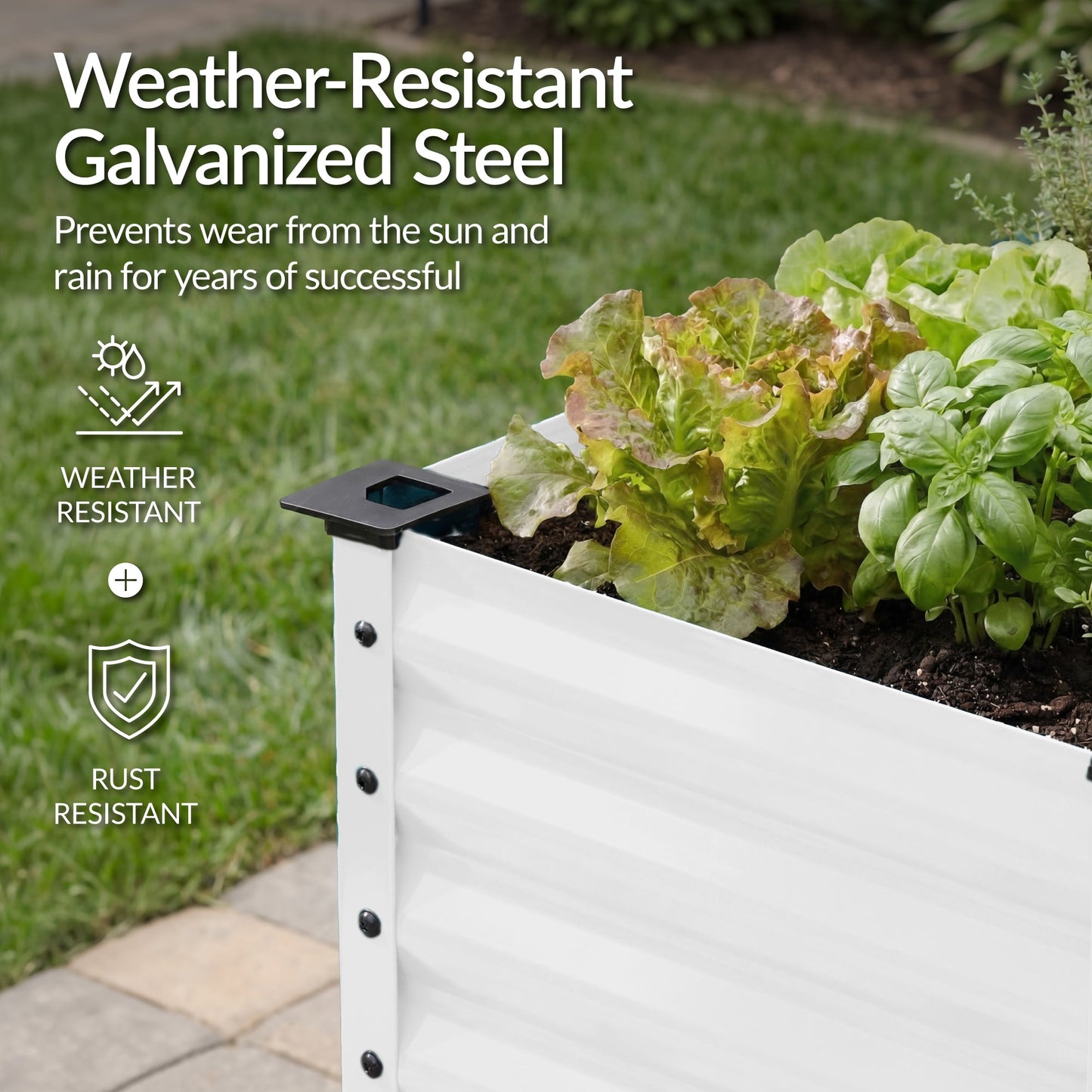 Elevated Galvanized Metal Garden Bed w/ Corner Protectors - 72x24x30in