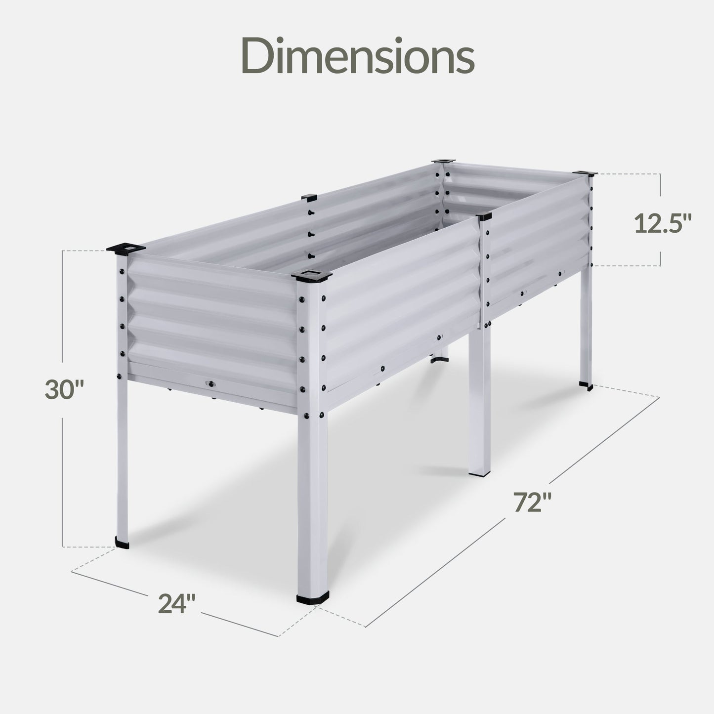 Elevated Galvanized Metal Garden Bed w/ Corner Protectors - 72x24x30in