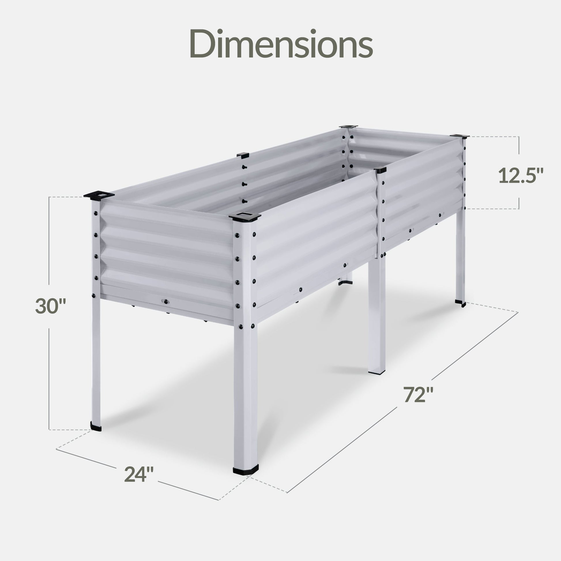 Elevated Galvanized Metal Garden Bed w/ Corner Protectors - 72x24x30in