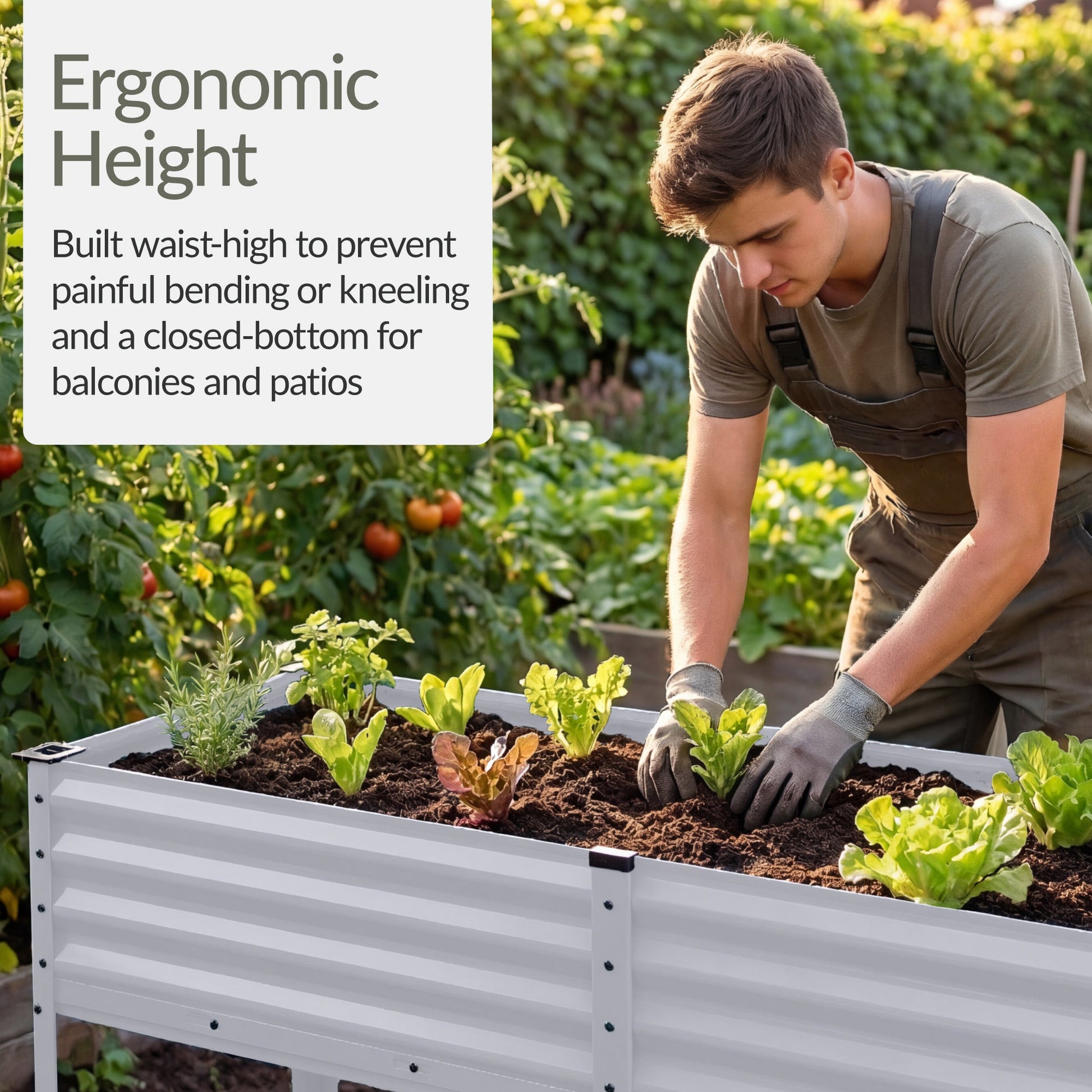 Elevated Galvanized Metal Garden Bed w/ Corner Protectors - 72x24x30in