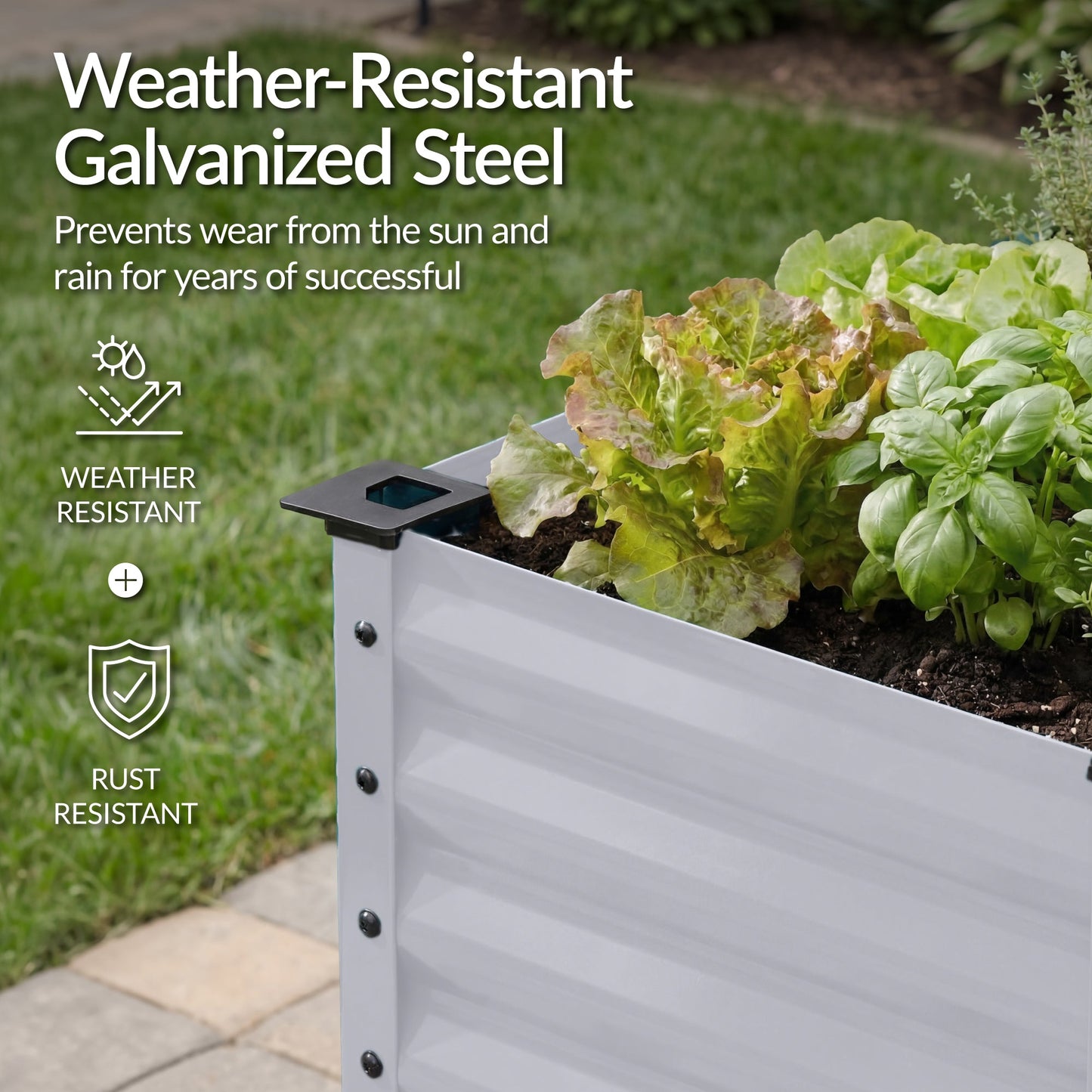 Elevated Galvanized Metal Garden Bed w/ Corner Protectors - 72x24x30in