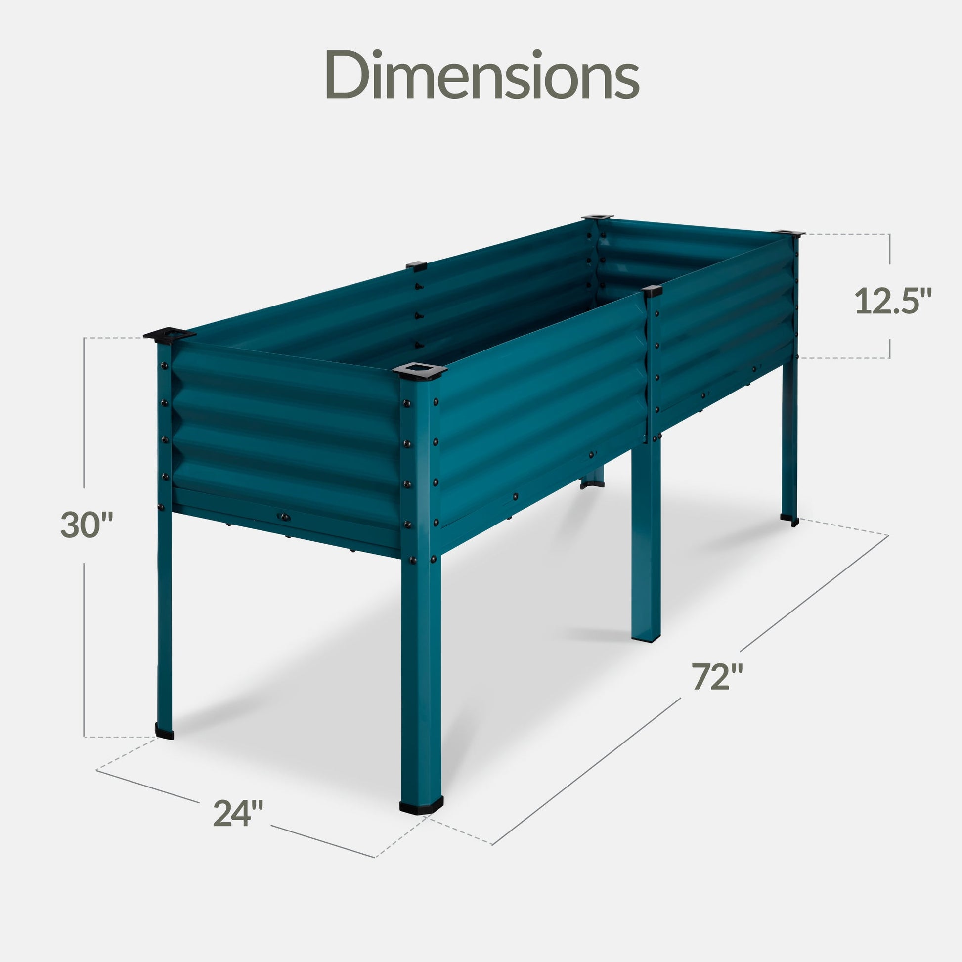 Elevated Galvanized Metal Garden Bed w/ Corner Protectors - 72x24x30in