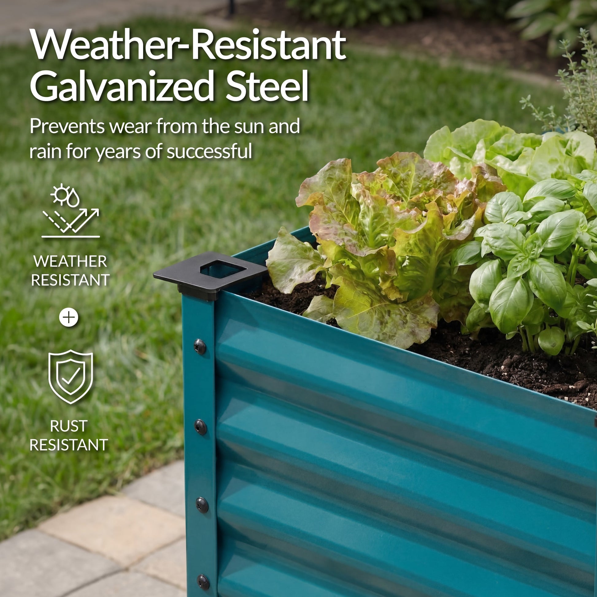 Elevated Galvanized Metal Garden Bed w/ Corner Protectors - 72x24x30in