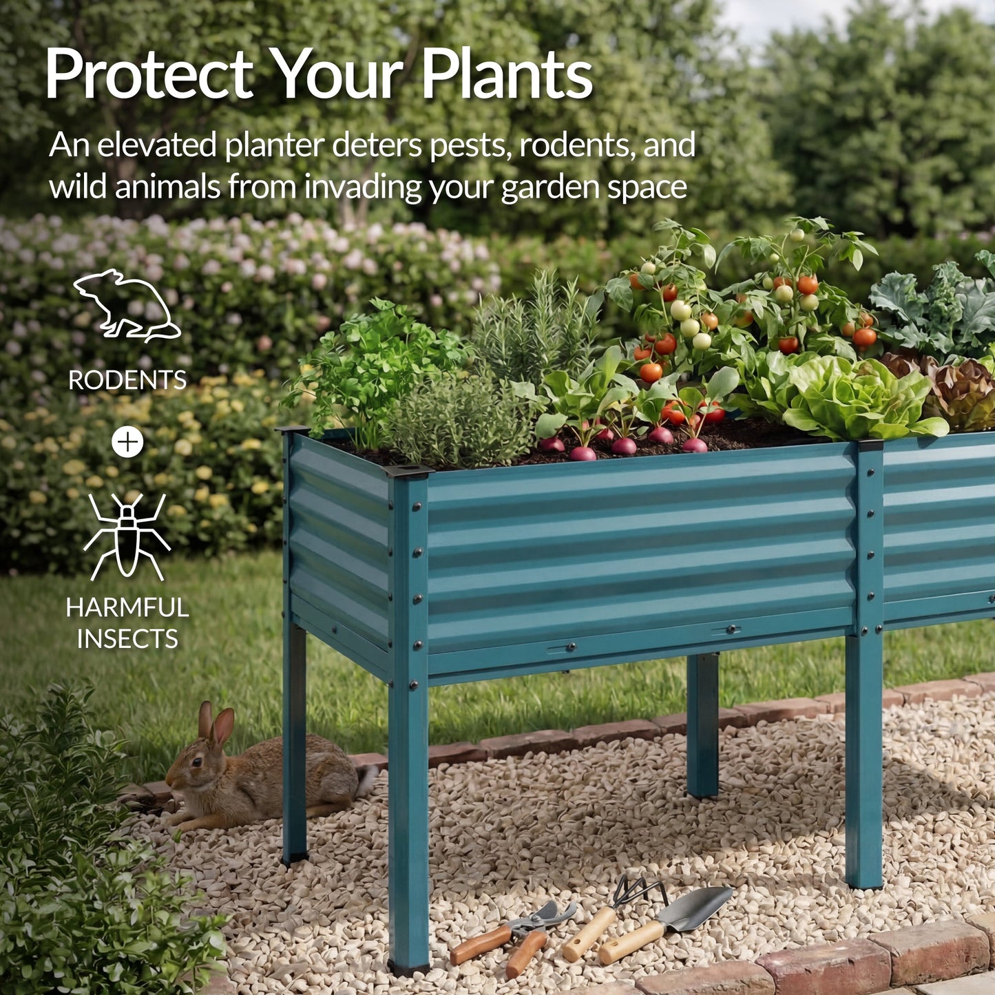 Elevated Galvanized Metal Garden Bed w/ Corner Protectors - 72x24x30in