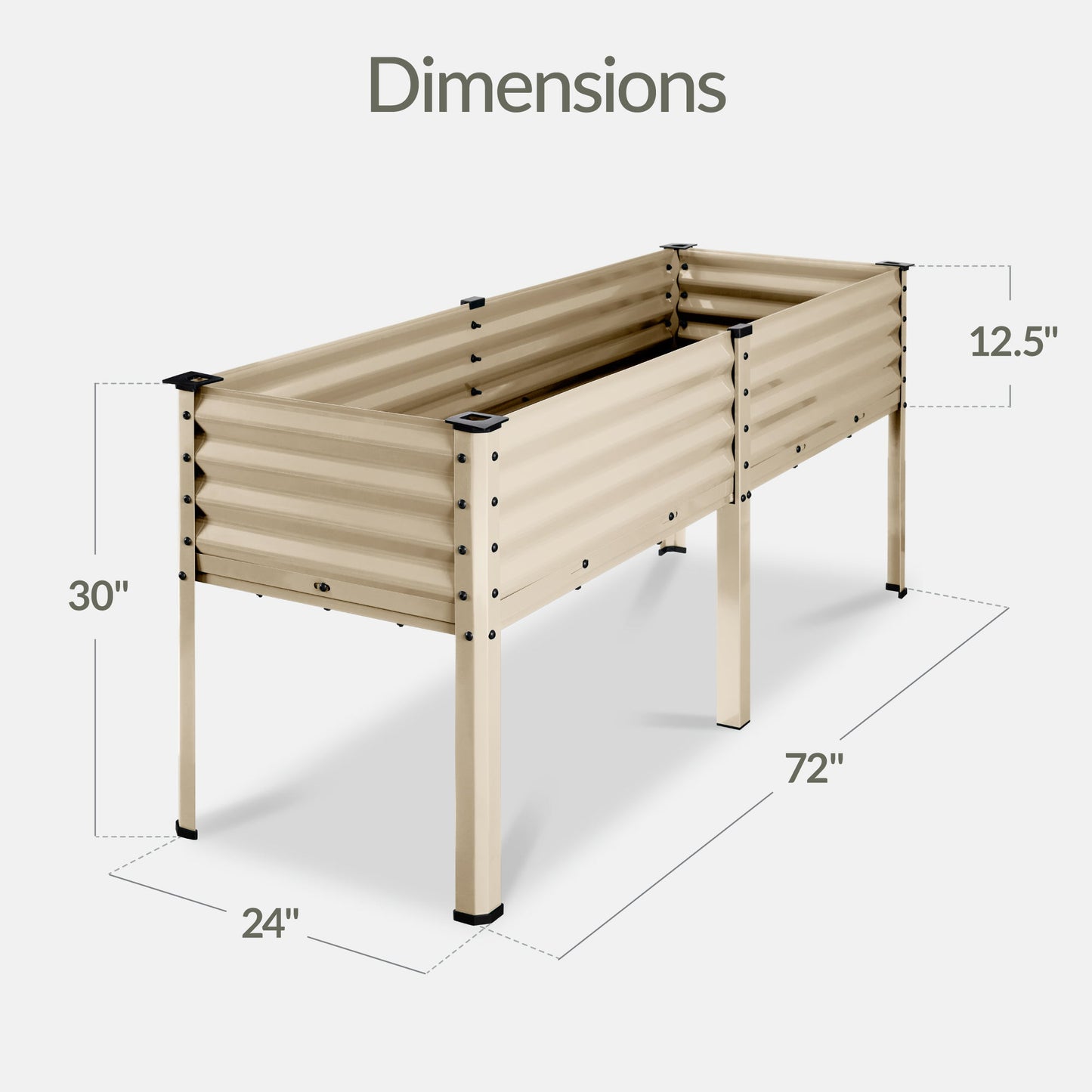 Elevated Galvanized Metal Garden Bed w/ Corner Protectors - 72x24x30in