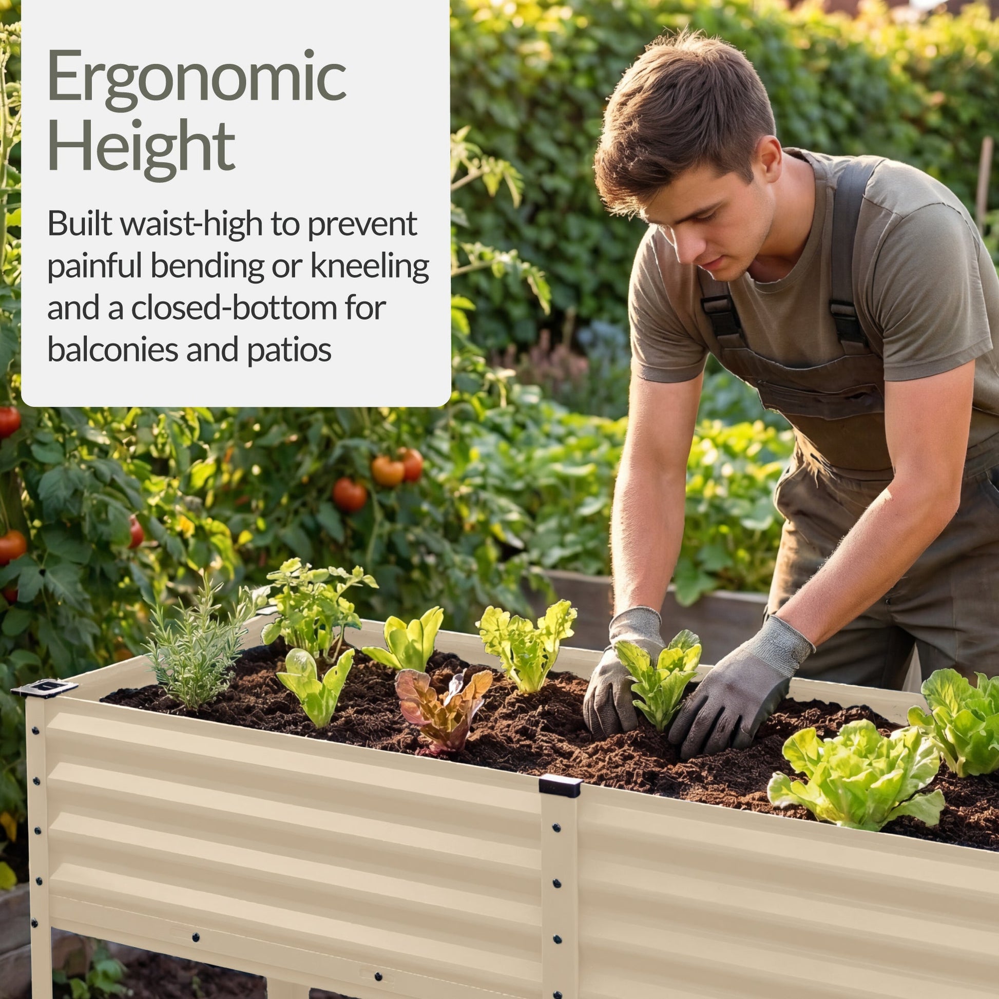 Elevated Galvanized Metal Garden Bed w/ Corner Protectors - 72x24x30in