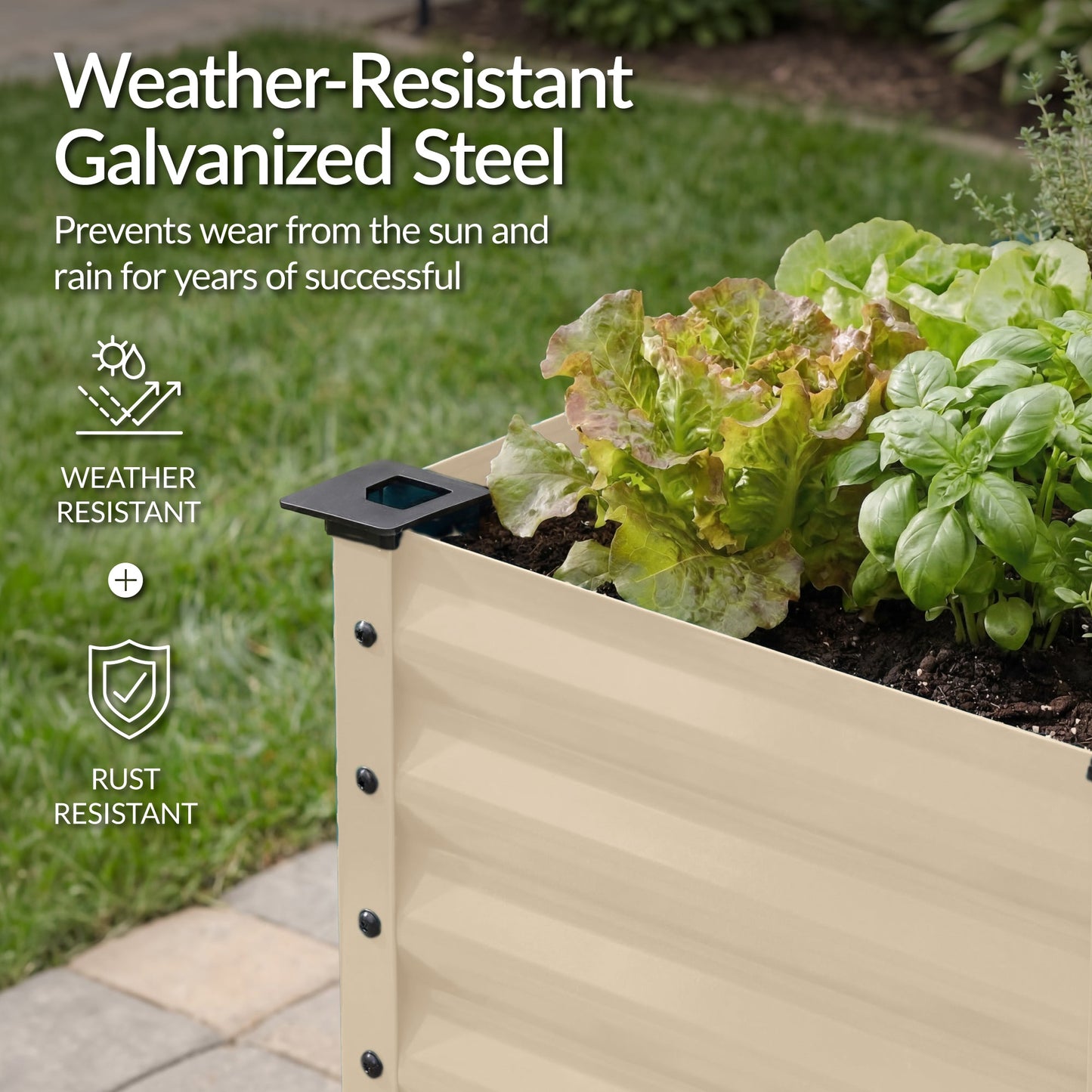 Elevated Galvanized Metal Garden Bed w/ Corner Protectors - 72x24x30in