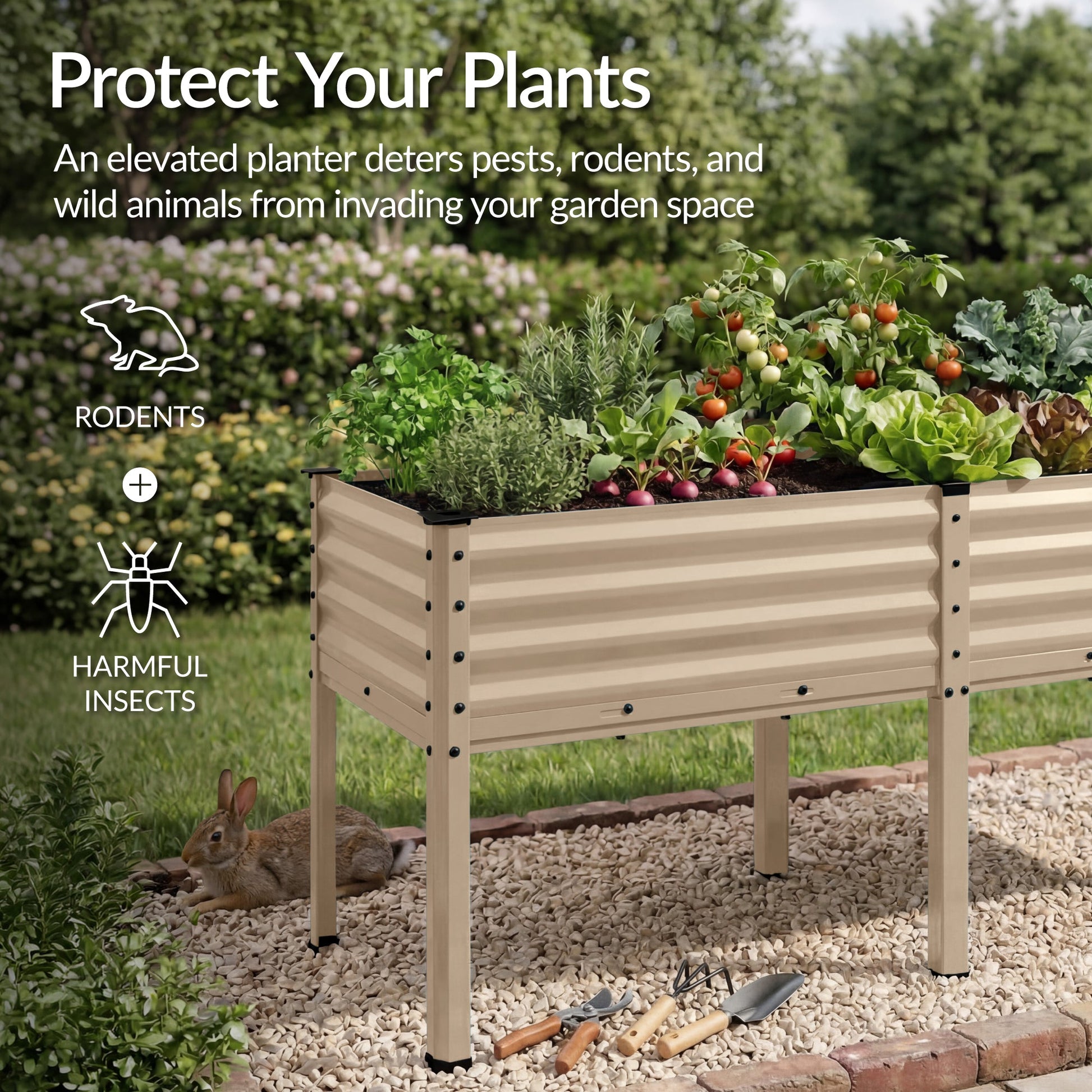 Elevated Galvanized Metal Garden Bed w/ Corner Protectors - 72x24x30in