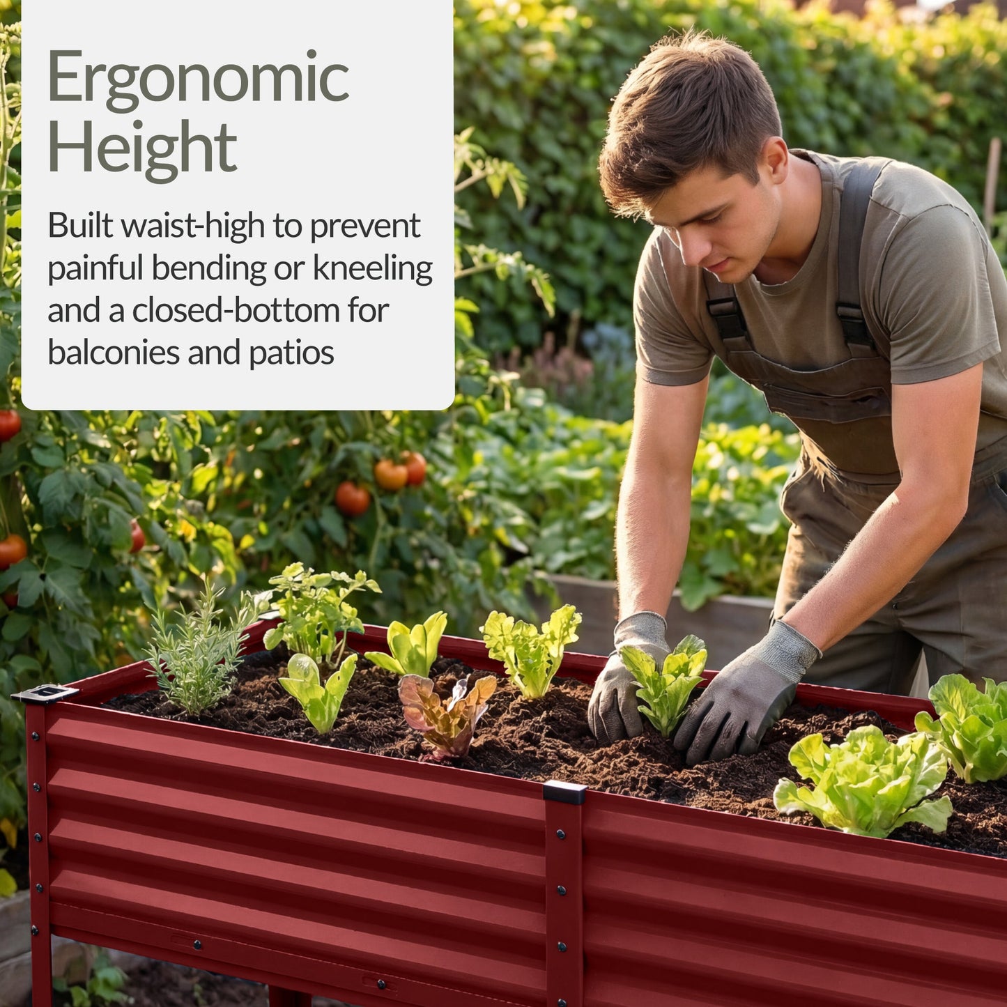 Elevated Galvanized Metal Garden Bed w/ Corner Protectors - 72x24x30in