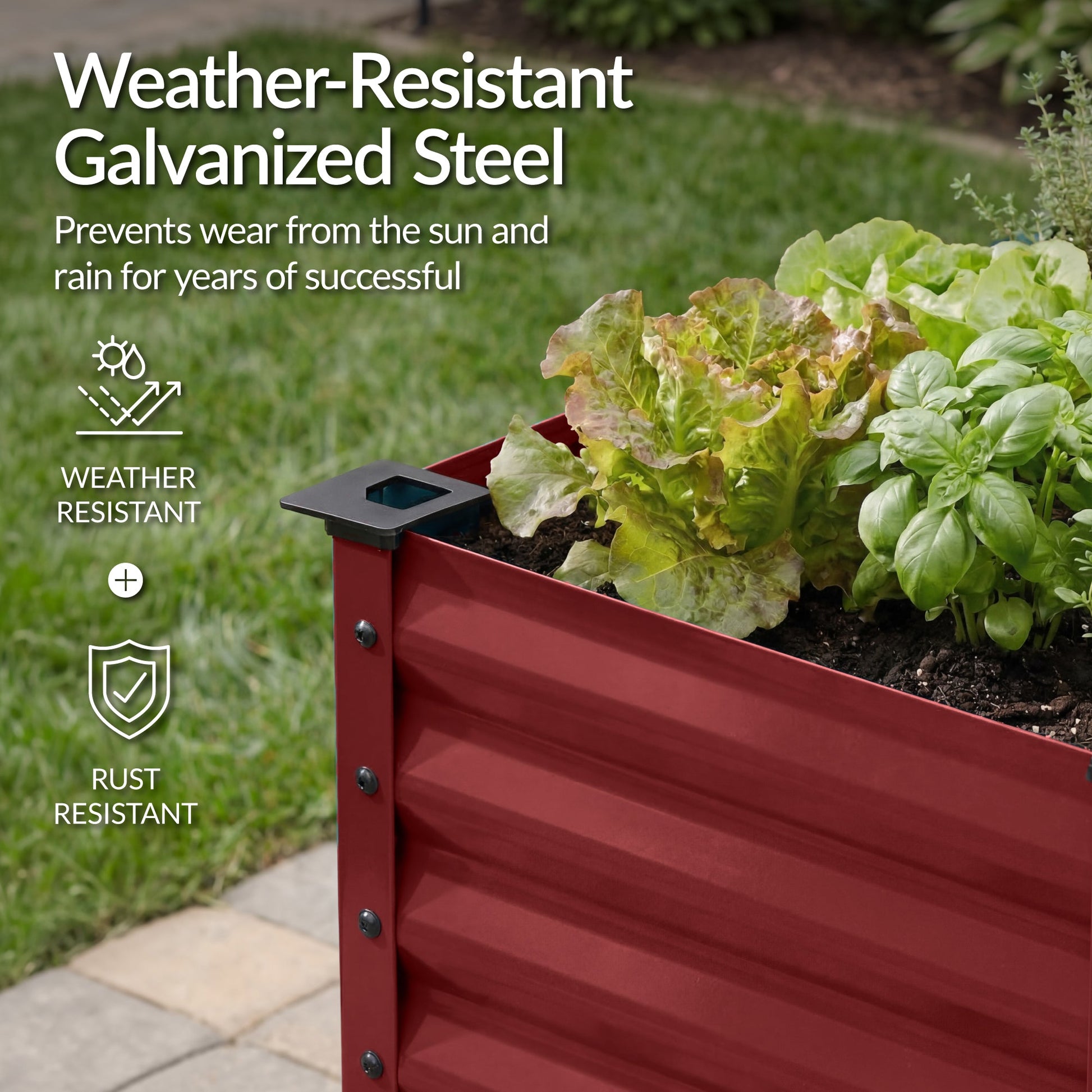 Elevated Galvanized Metal Garden Bed w/ Corner Protectors - 72x24x30in