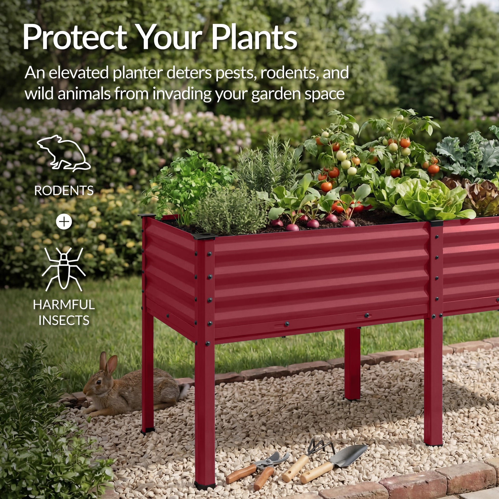 Elevated Galvanized Metal Garden Bed w/ Corner Protectors - 72x24x30in