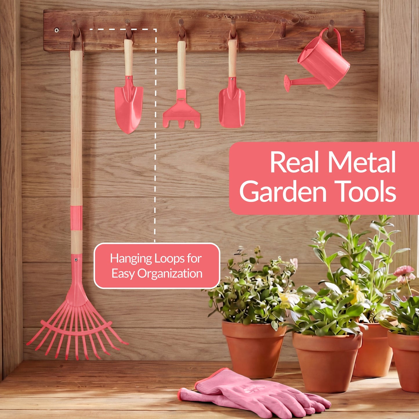 Kids Wheelbarrow and 8pc Gardening Tool Set