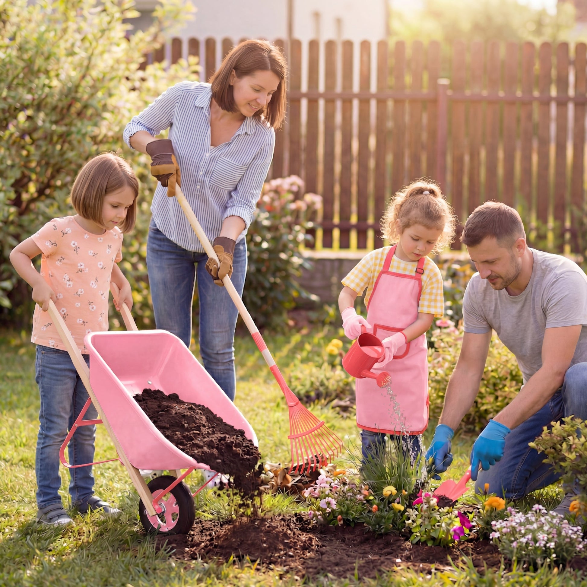 Kids Wheelbarrow and 8pc Gardening Tool Set