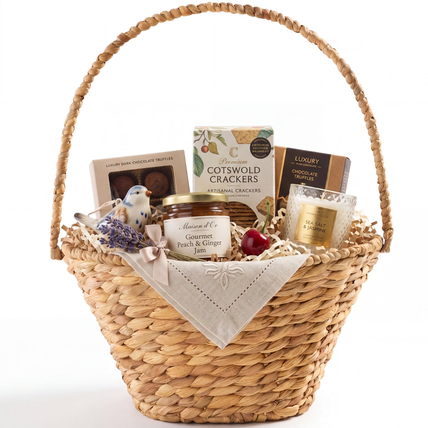 Handwoven Medium Mother's Day Gift Basket, 20in Basket w/Collapsible Handle