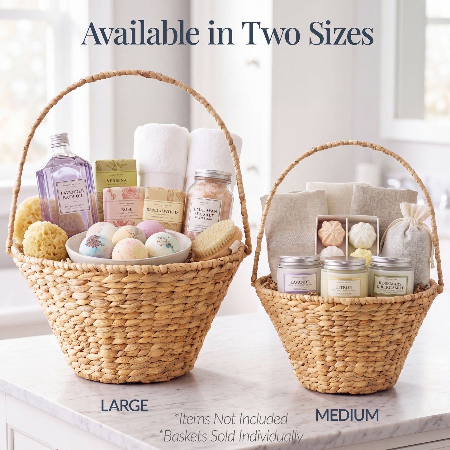 Handwoven Medium Mother's Day Gift Basket, 20in Basket w/Collapsible Handle