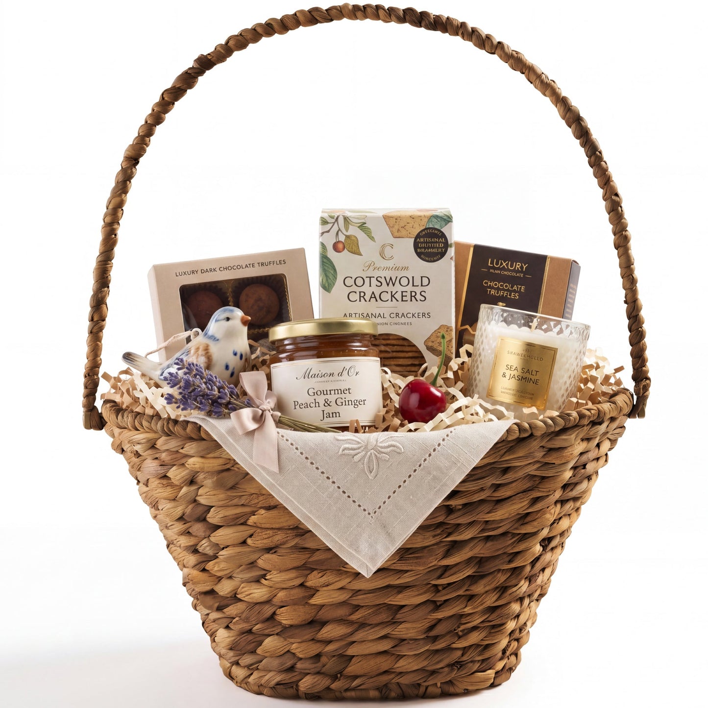 Handwoven Medium Mother's Day Gift Basket, 20in Basket w/Collapsible Handle
