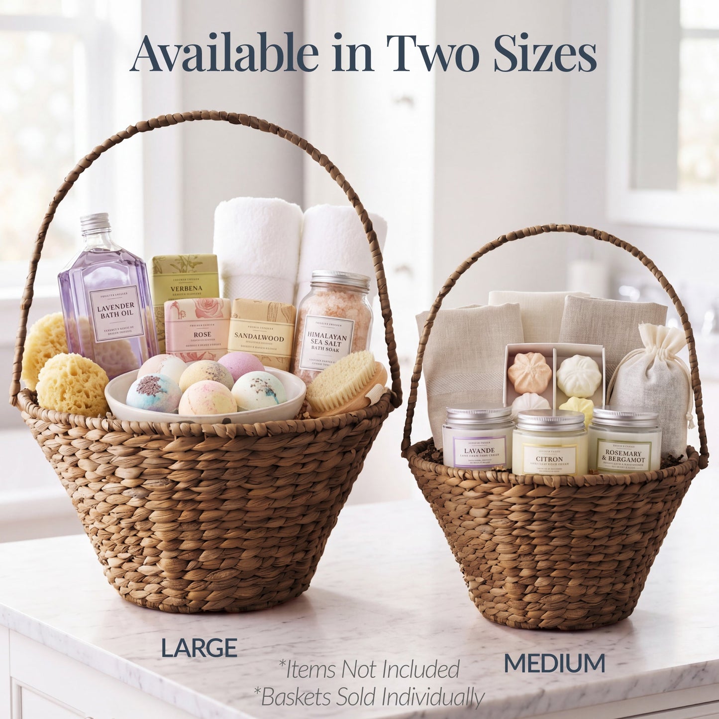 Handwoven Medium Mother's Day Gift Basket, 20in Basket w/Collapsible Handle