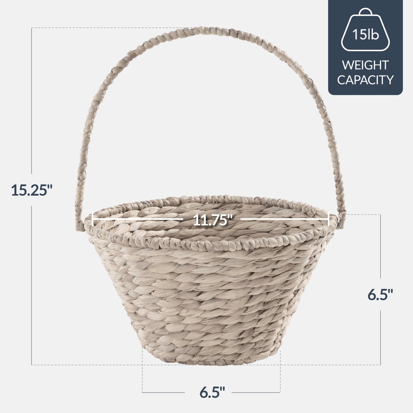 Handwoven Medium Mother's Day Gift Basket, 20in Basket w/Collapsible Handle
