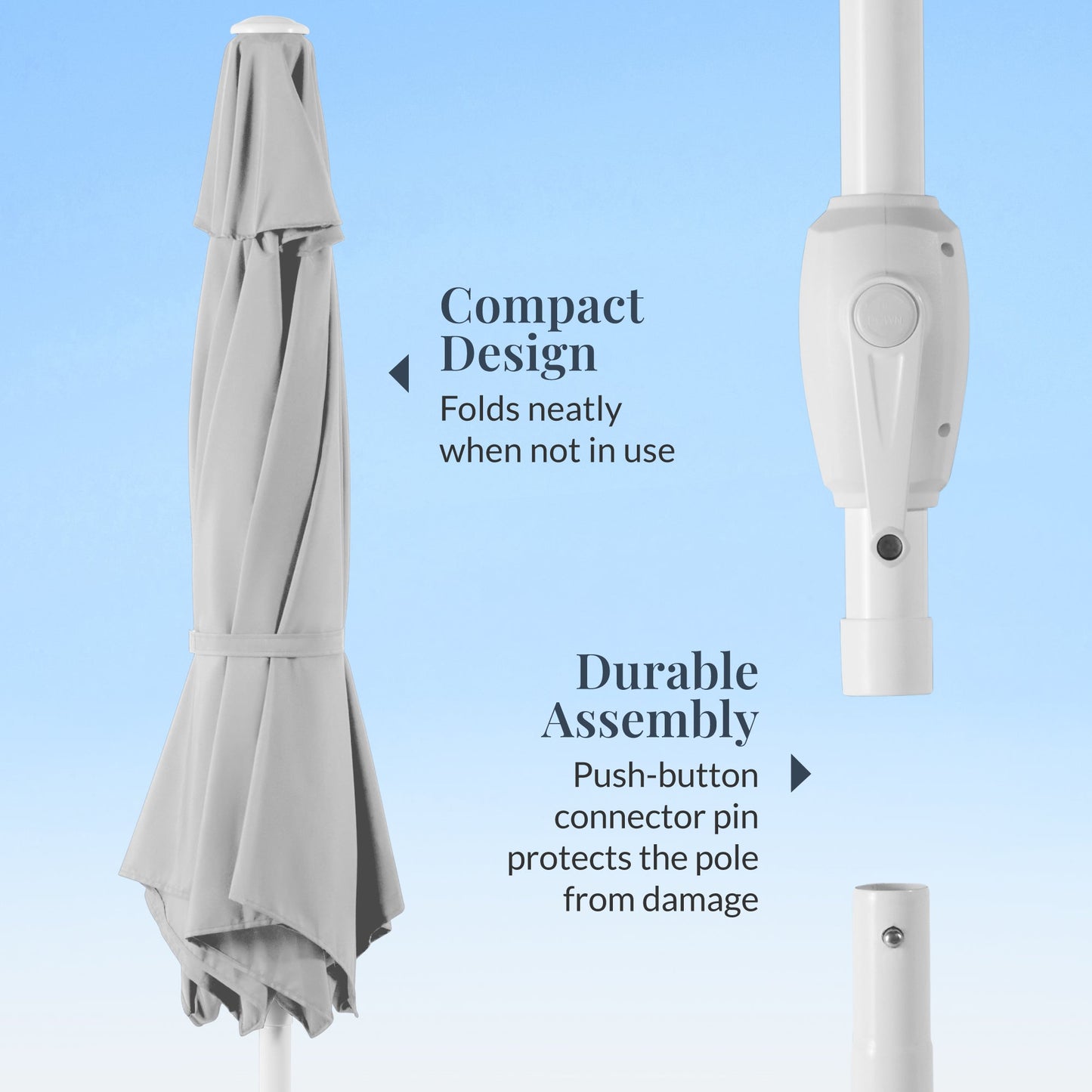 7.5ft Patio Market Umbrella with White Pole, Push Button Tilt and Crank Lift