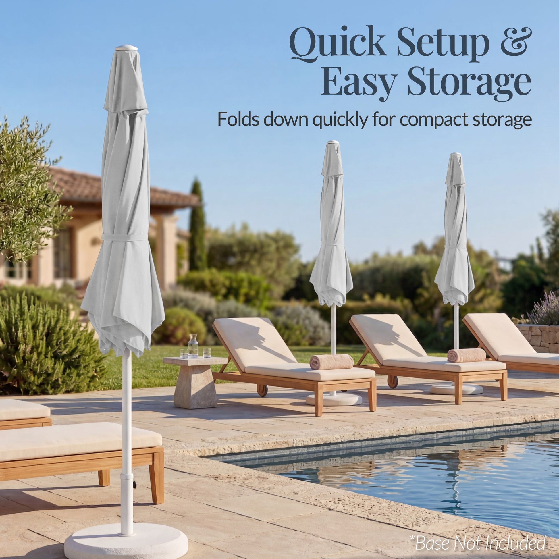 7.5ft Patio Market Umbrella with White Pole, Push Button Tilt and Crank Lift