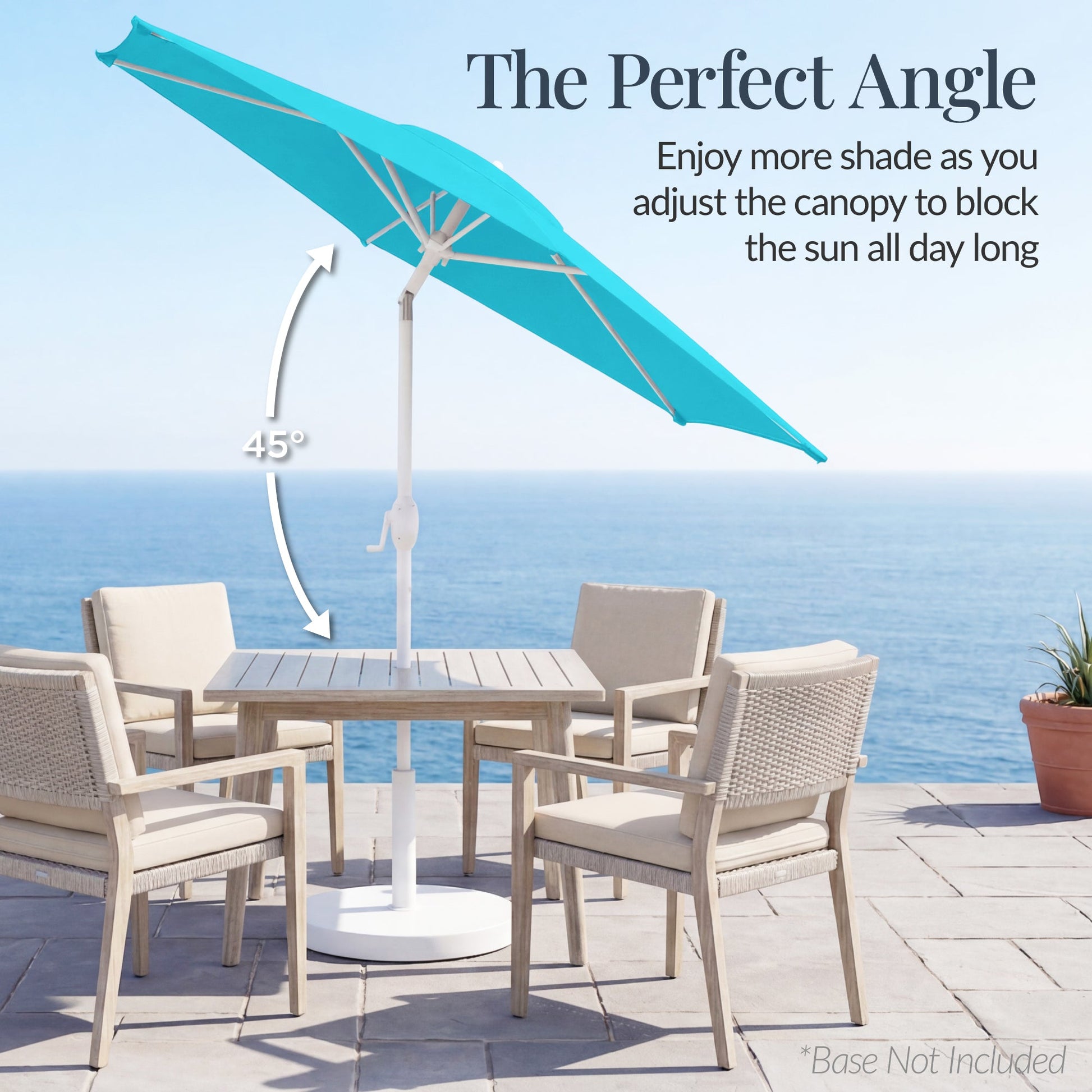 7.5ft Patio Market Umbrella with White Pole, Push Button Tilt and Crank Lift