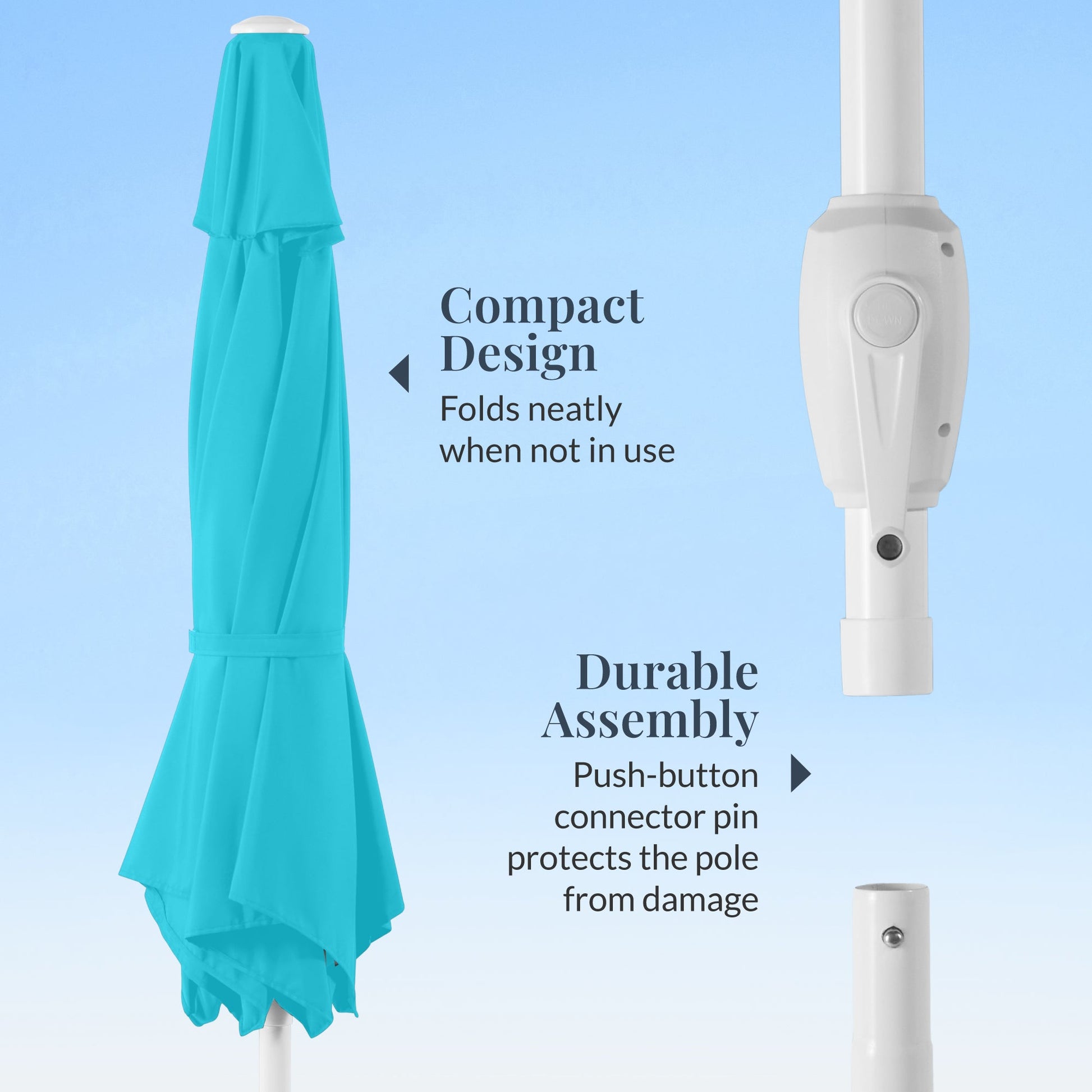 7.5ft Patio Market Umbrella with White Pole, Push Button Tilt and Crank Lift