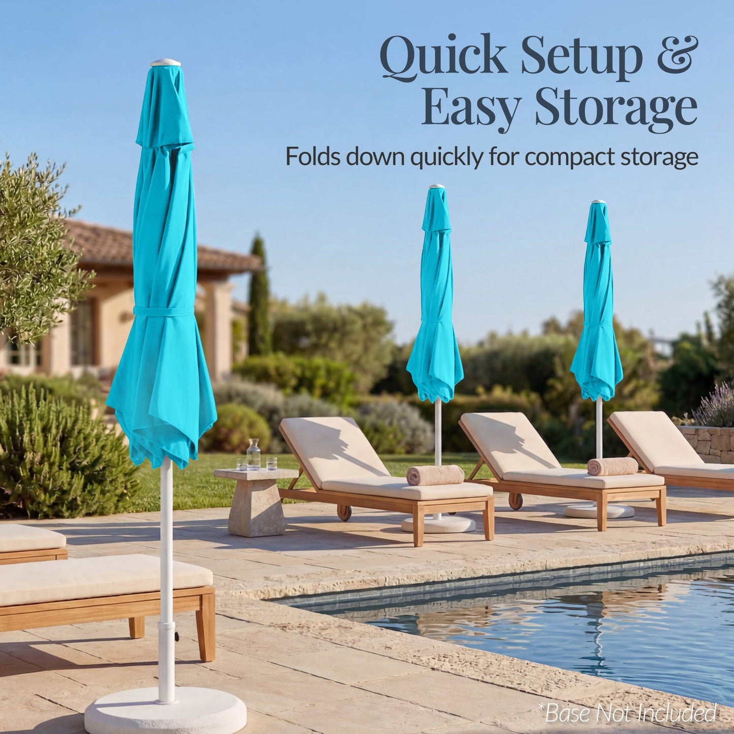 7.5ft Patio Market Umbrella with White Pole, Push Button Tilt and Crank Lift