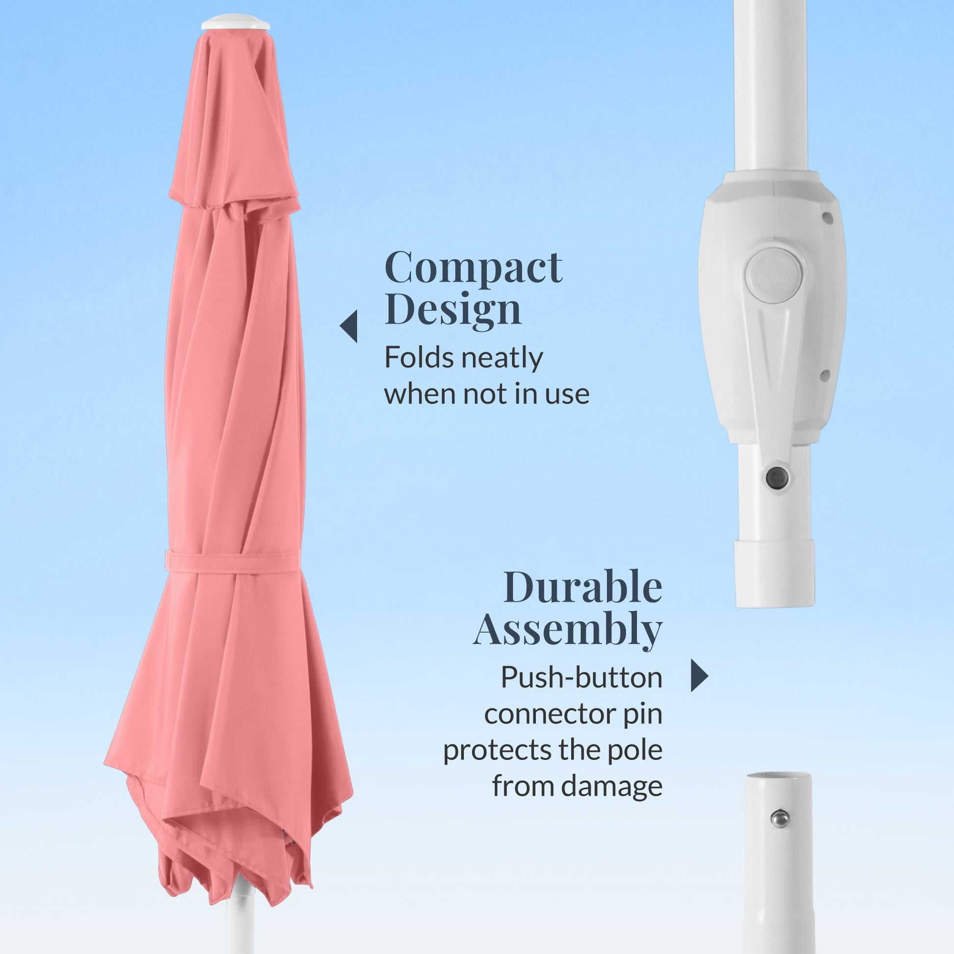 7.5ft Patio Market Umbrella with White Pole, Push Button Tilt and Crank Lift